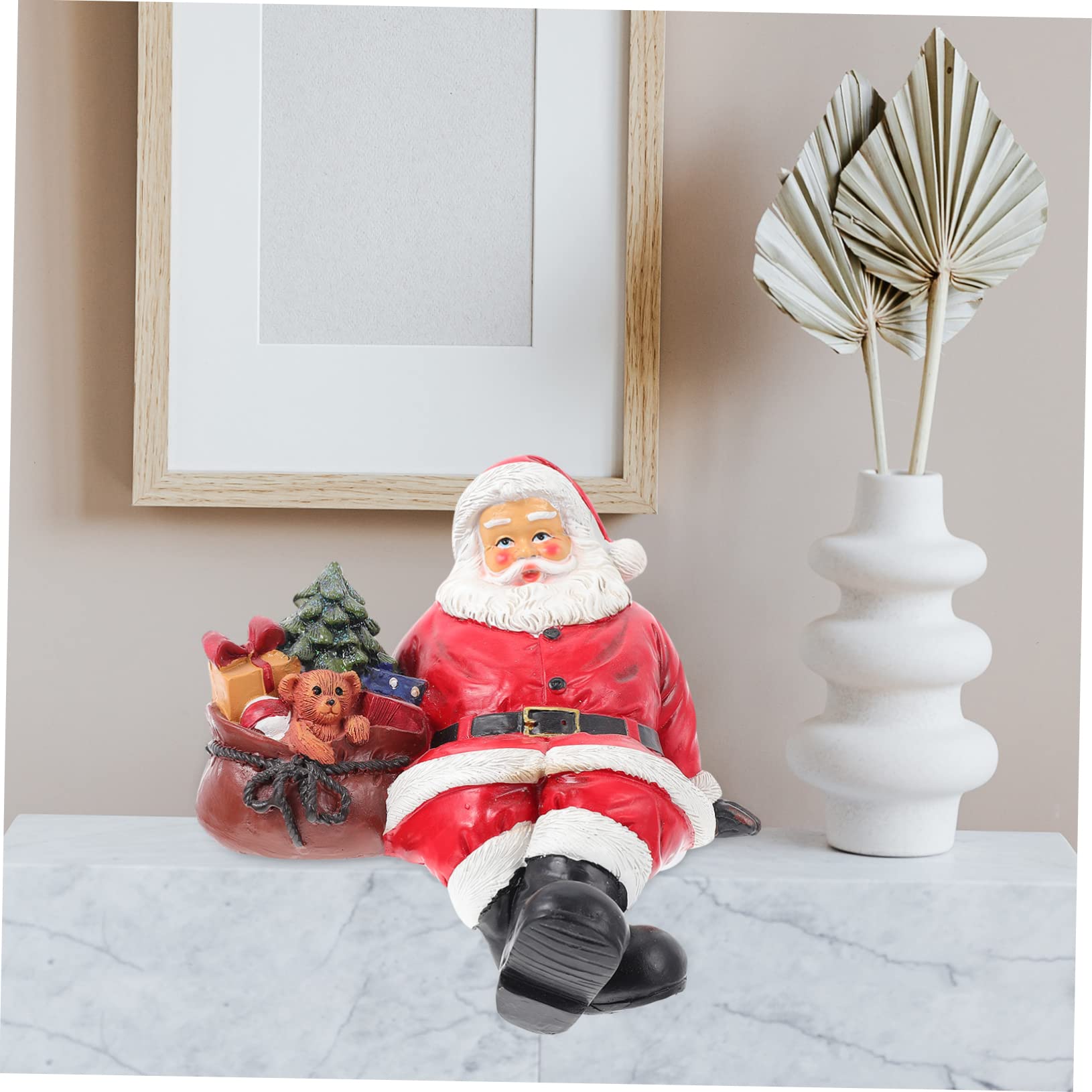 Garneck Statuetta di Babbo Natale in Resina Decorazione Natalizia di Babbo Natale Ornamento di Collezione