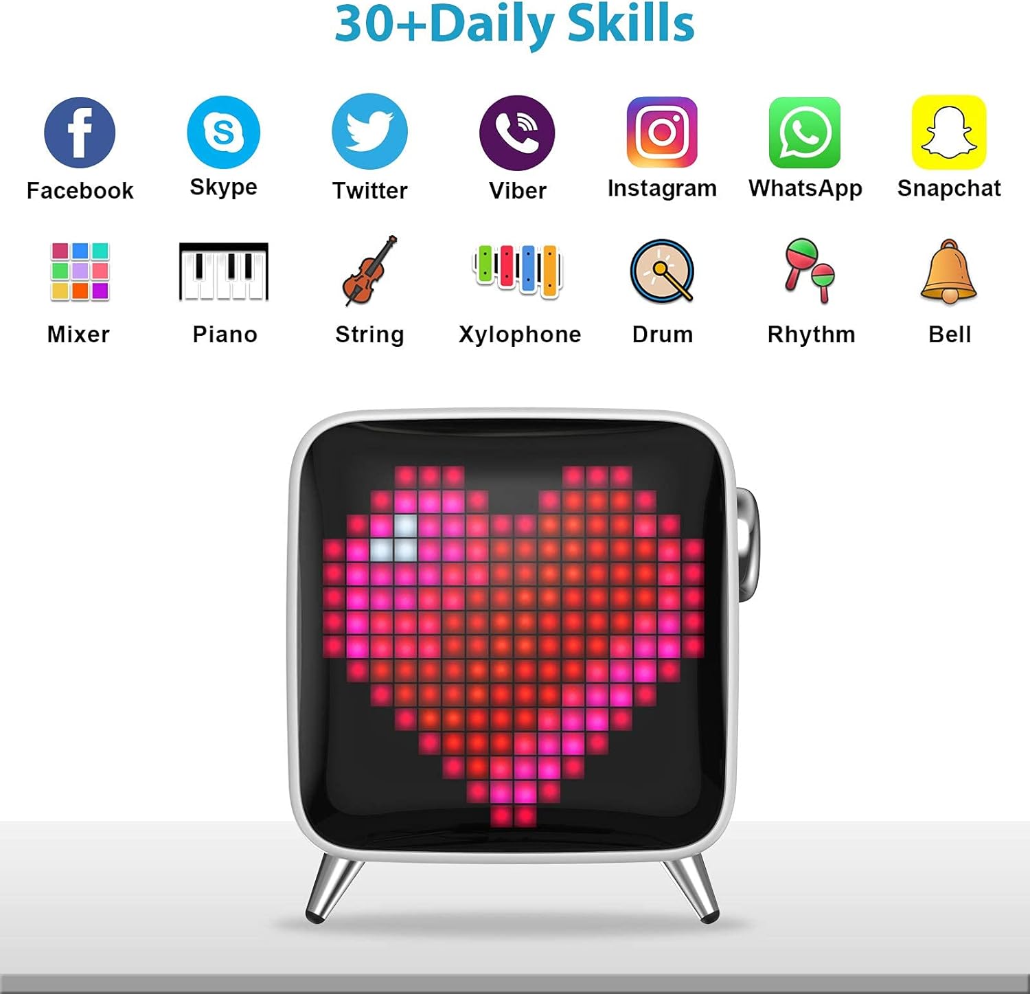 🛒 Crazy Deals Divoom Tivoo Max - Pixel Art Bluetooth Speaker with Hi-Res 40W Audio, 8in LED Display Decor APP Control for Home, Office, Gaming Room(White)