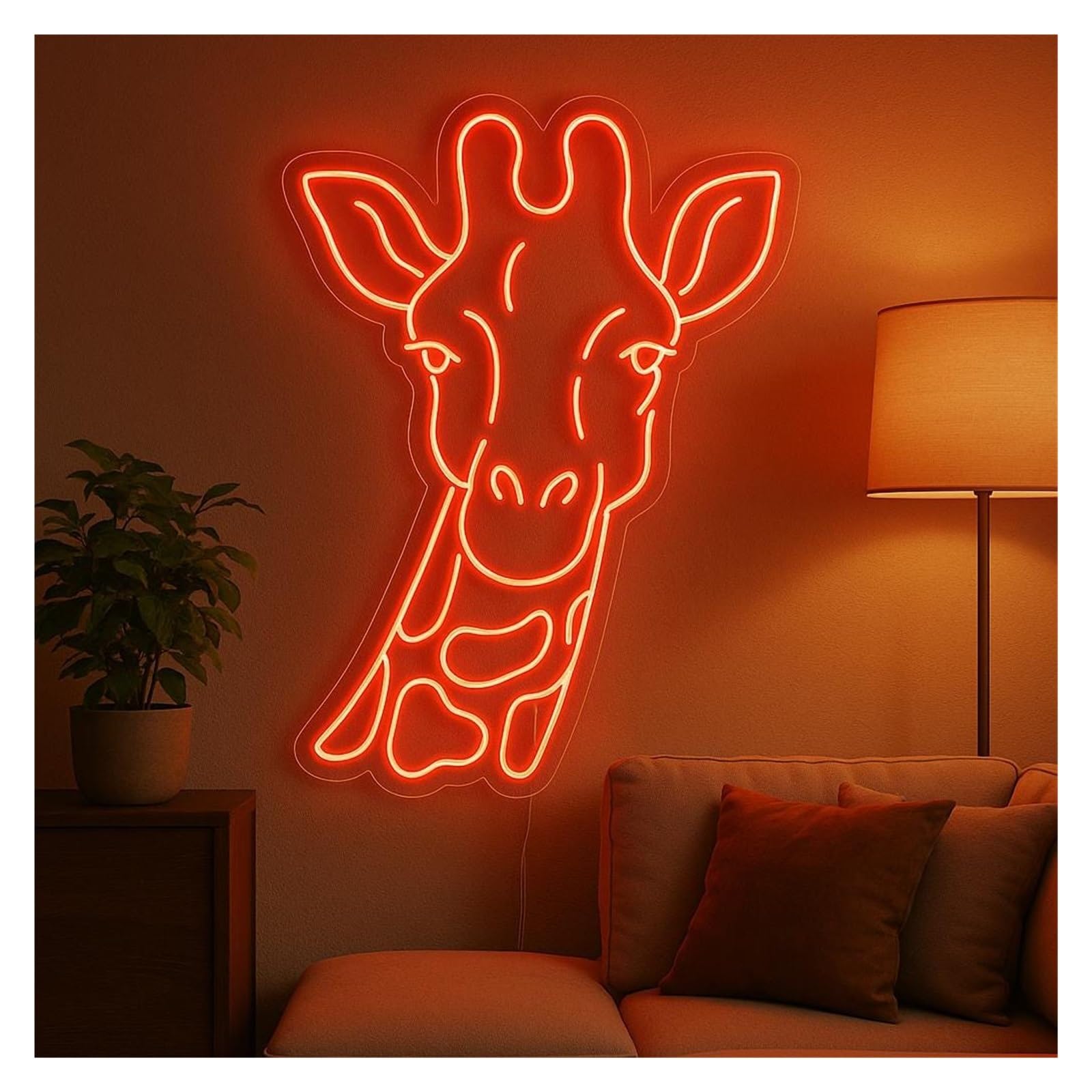 Shouxi D Sign Lamp Giraffe Neon Sign, Suitable For Kids Room, Nursery Wall Art Ecor With Immable 53Cm