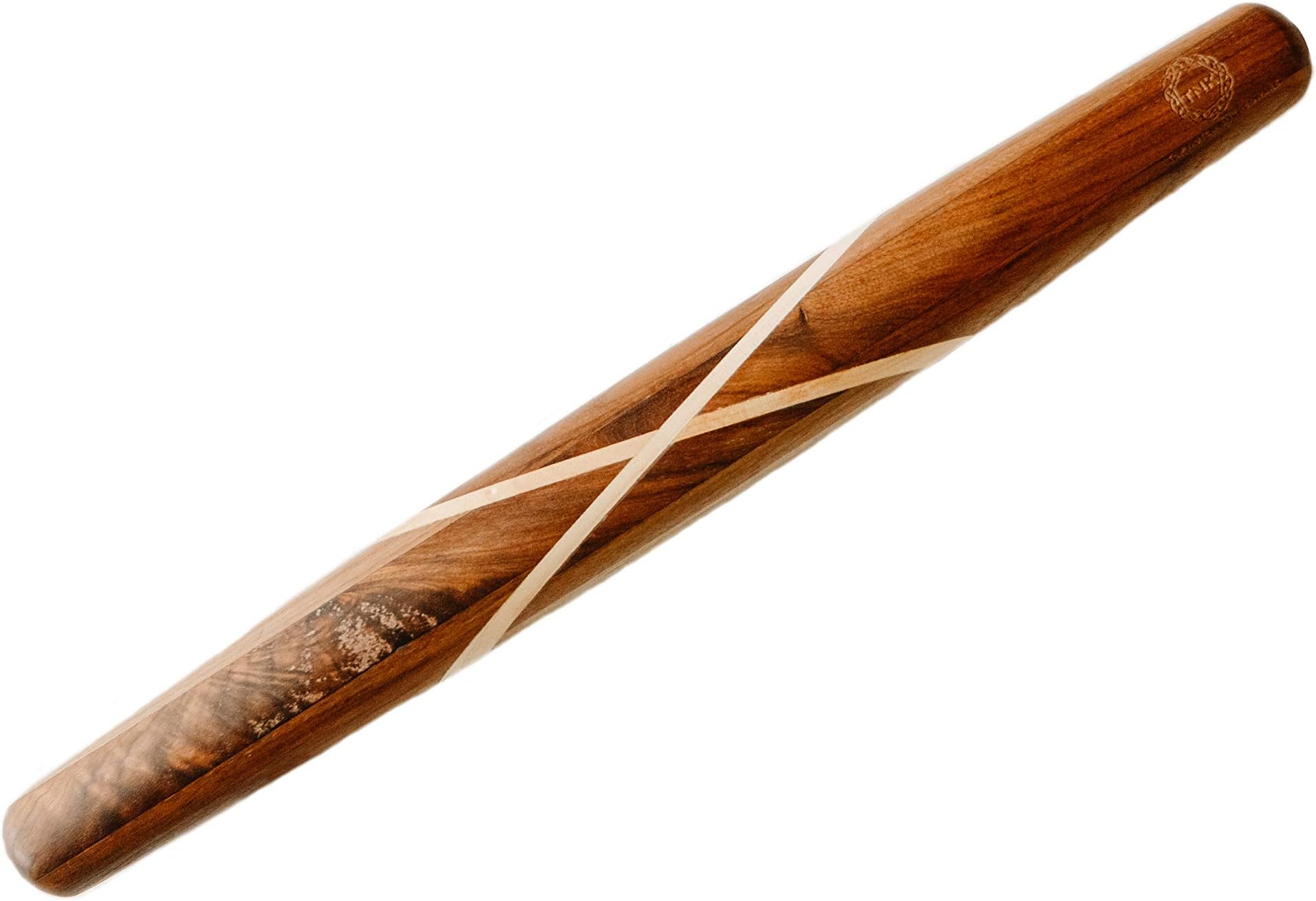 Segmented Black Walnut with Sugar Maple Celtic Knot French Style Rolling Pin: Tapered Solid Wood Design. By Top Notch Kitchenware!