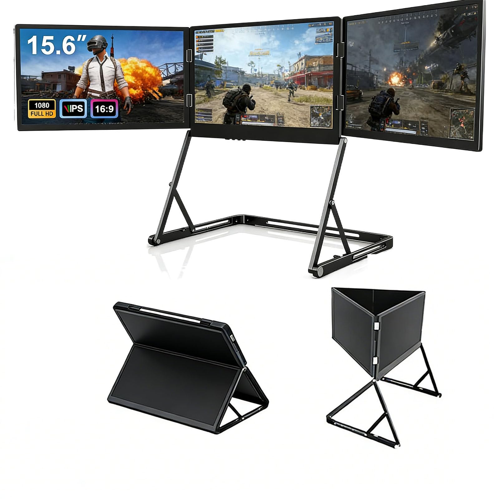 Portátil de Triple Pantalla, Aura Display, Monitor Dual portátil de 15,6 Pulgadas, diseño Delgado y Ligero, multipantalla para Viajes de Negocios.