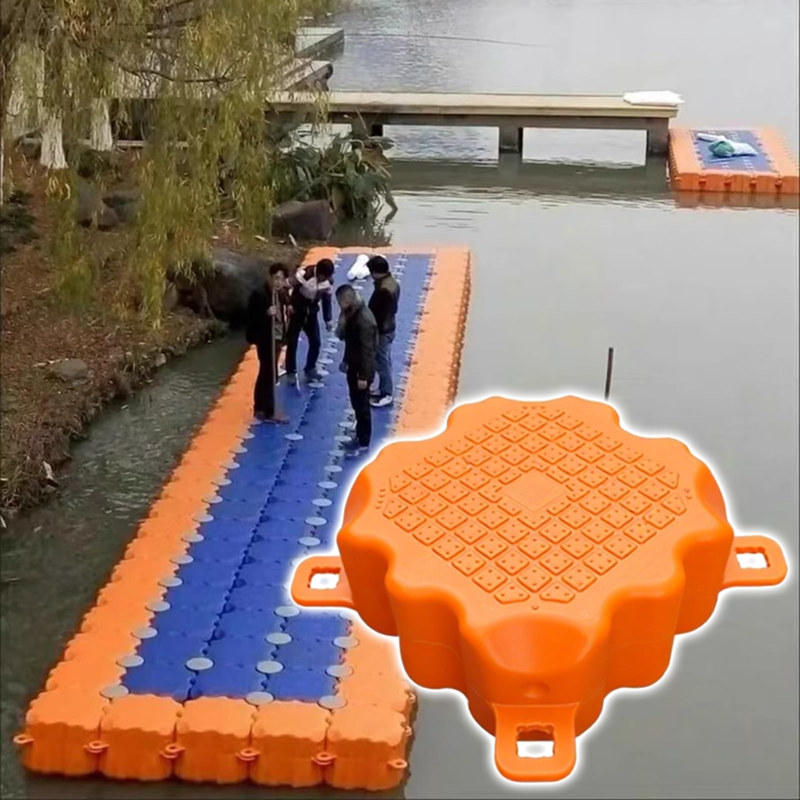 Kit de muelle flotante para lagos, plataforma de pesca modular de alta carga, pontones de agua resistentes con tornillos, perfecto para etapas de agua