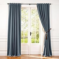 Vista 113 de Lazzzy - 2 paneles de cortinas opacas de terciopelo, con aislamiento térmico, con bolsillo para cortinero, para dormitorio, sala de estar