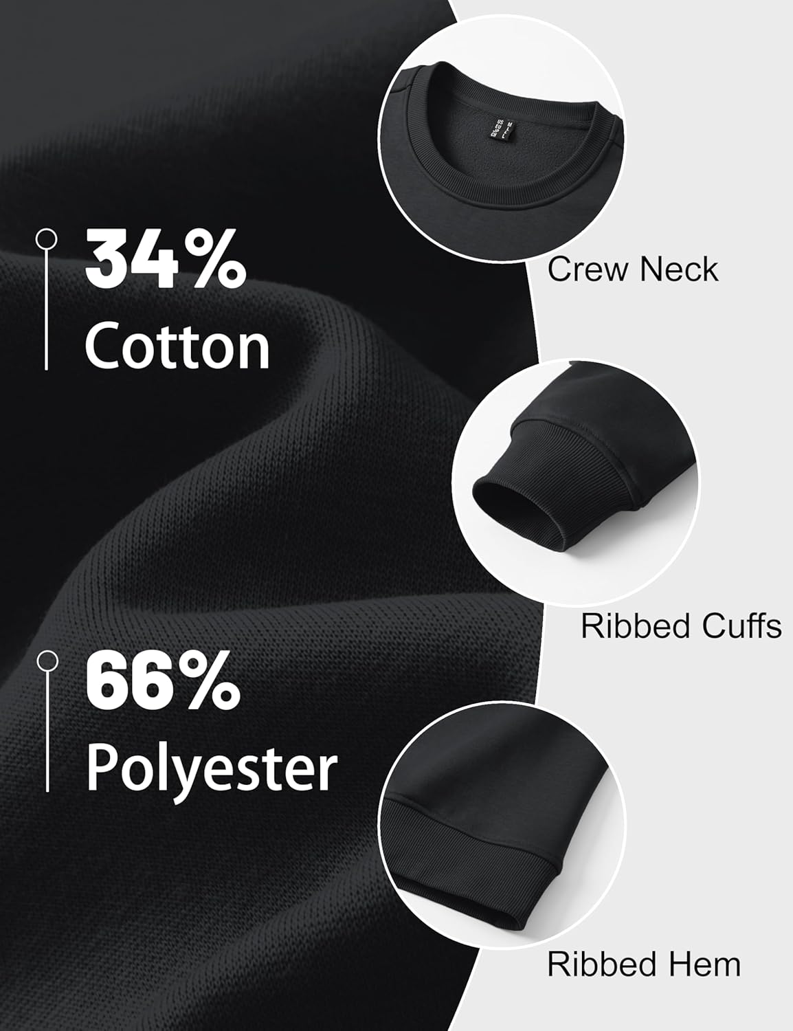 MAGCOMSEN Men's Fleece Lined Sweatshirts Long Sleeve Crewneck Pullover Winter Fall Warm Casual Sweatshirt - Image 5