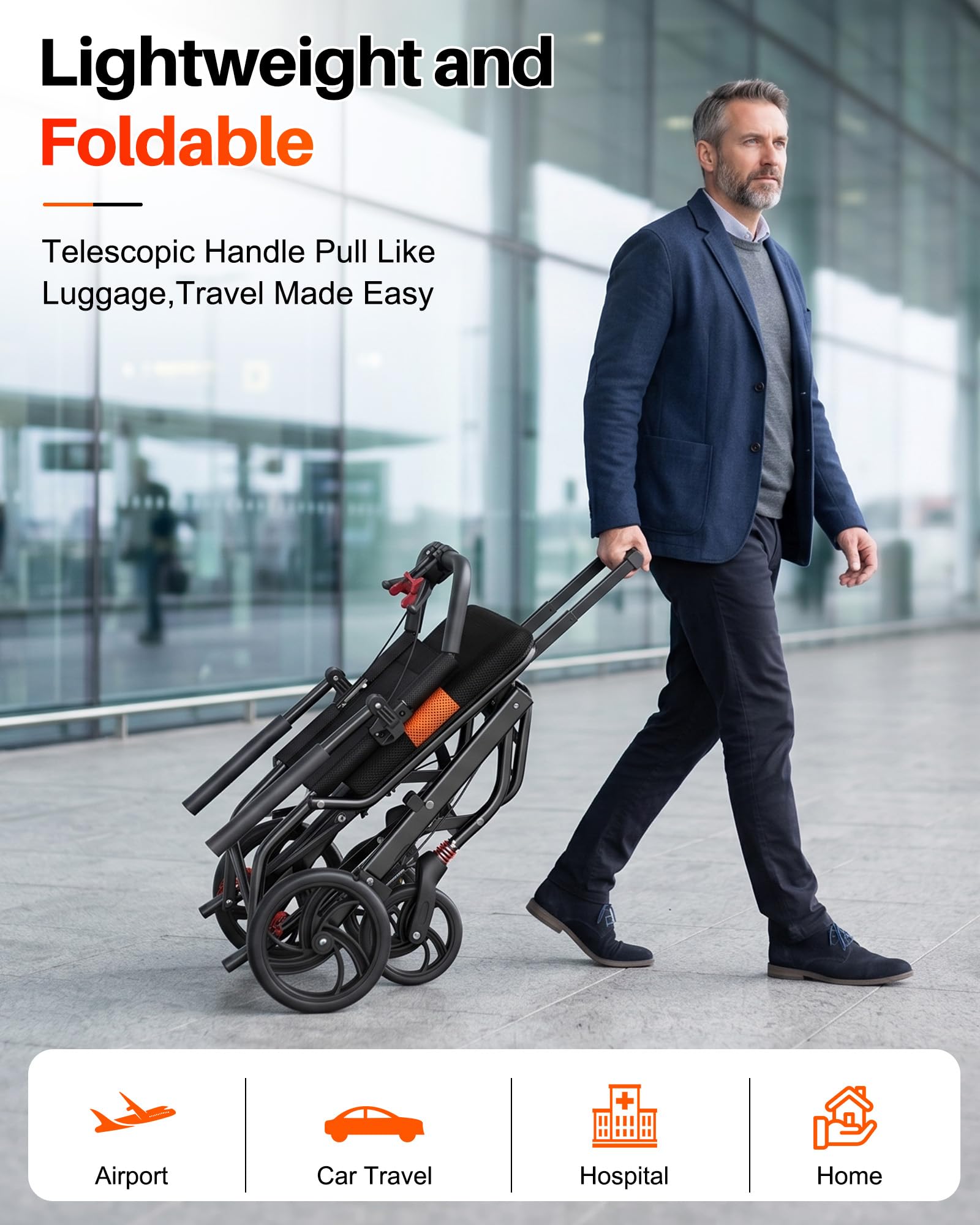 Lightweight Foldable Transport Wheelchair - FREE SHIPPING -2 Lightweight Foldable Transport Wheelchair - FREE SHIPPING -2