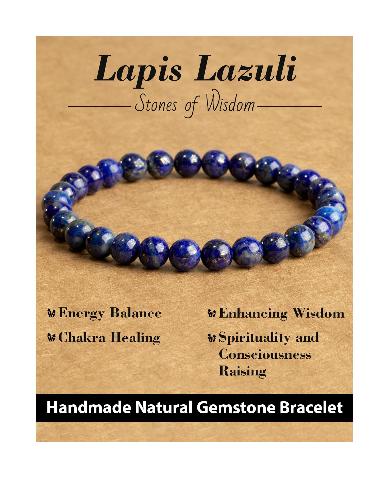 Landorilo Natural Stone Beaded Stretch Bracelets,Healing Crystals Protection Bracelet,Spiritual Jewelry Gifts for Women & Men,Replacement Beads