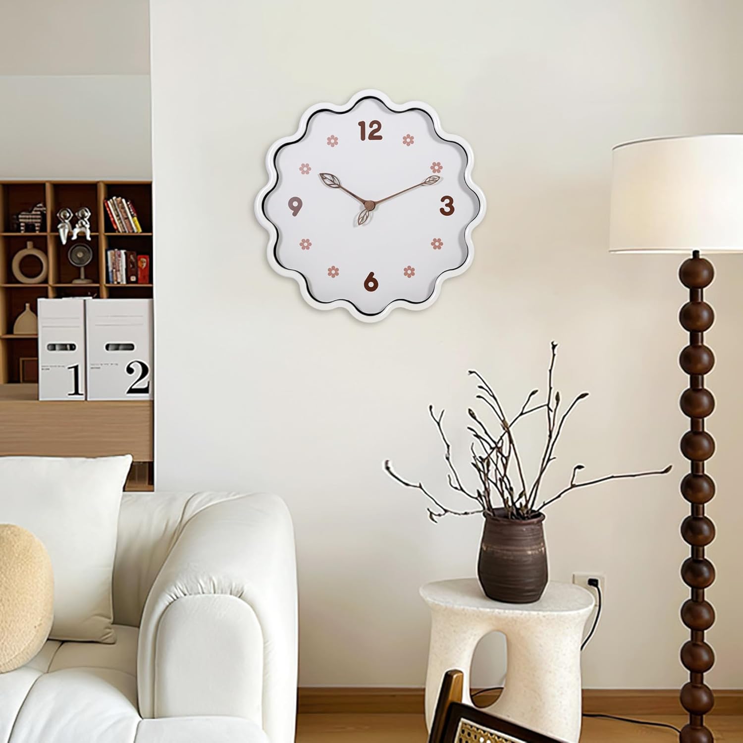 Wall Clock, Modern Small Wall Clocks Battery Operated 14 Inch, Silent Non-Ticking Analog Classic for Office, Home, Living Room, Bathroom, Kitchen, Bedroom, School(White)