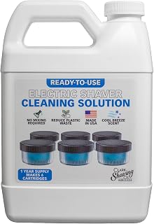 Clark Shaving Co. 32oz Shaver Cleaning Solution Refill for Philips Norelco Quick Clean & SmartClean Pods - Alcohol-Free, Skin-Safe, Made in USA