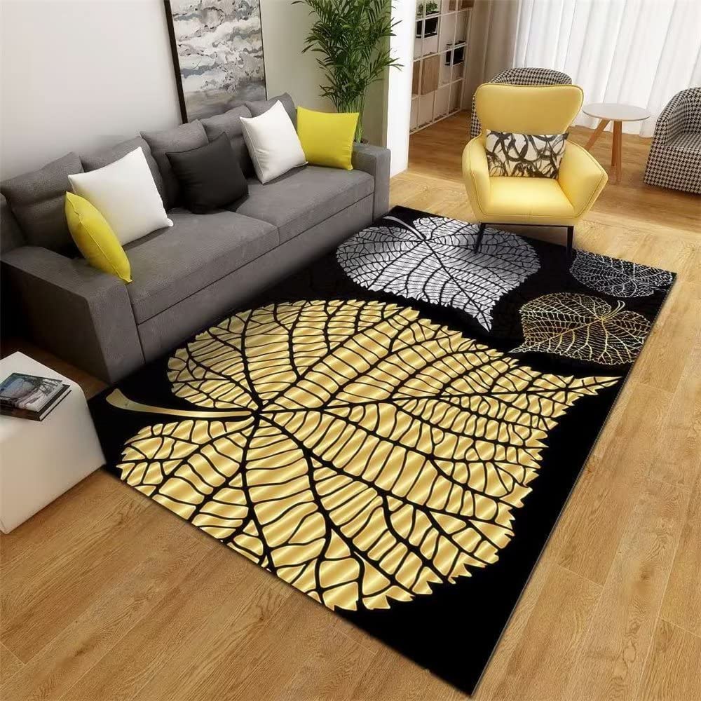 Tapis Abstrait Jaune Grand Tapis Salon Deco Chambre Ado Fille 200X250