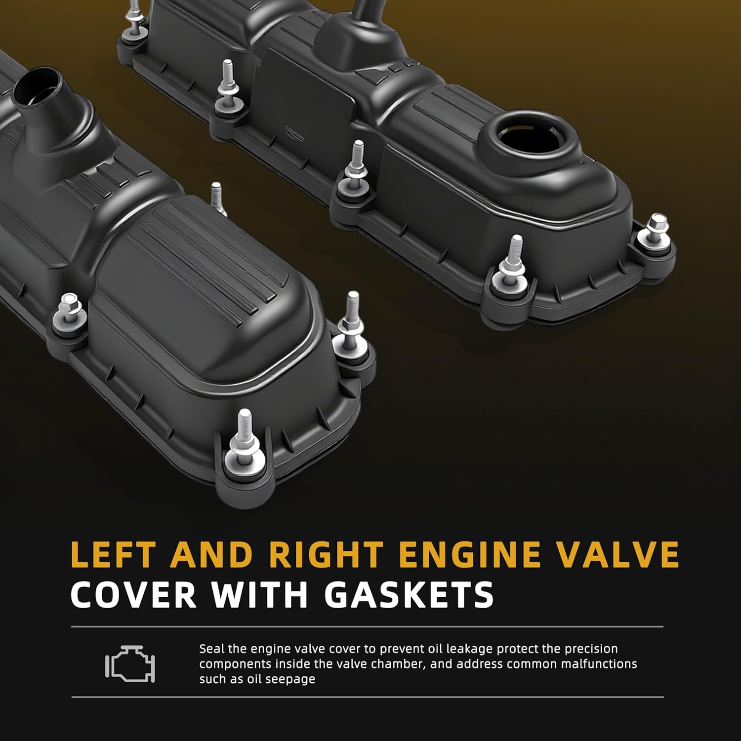 Left and Right Engine Valve Cover with Gaskets, for Chrysler Pacifica 2005-2008, for Town&Country 2004-2010, for Dodge Grand Caravan 2004-2010, for Jeep Wrangler 2007-2011,4648980AB