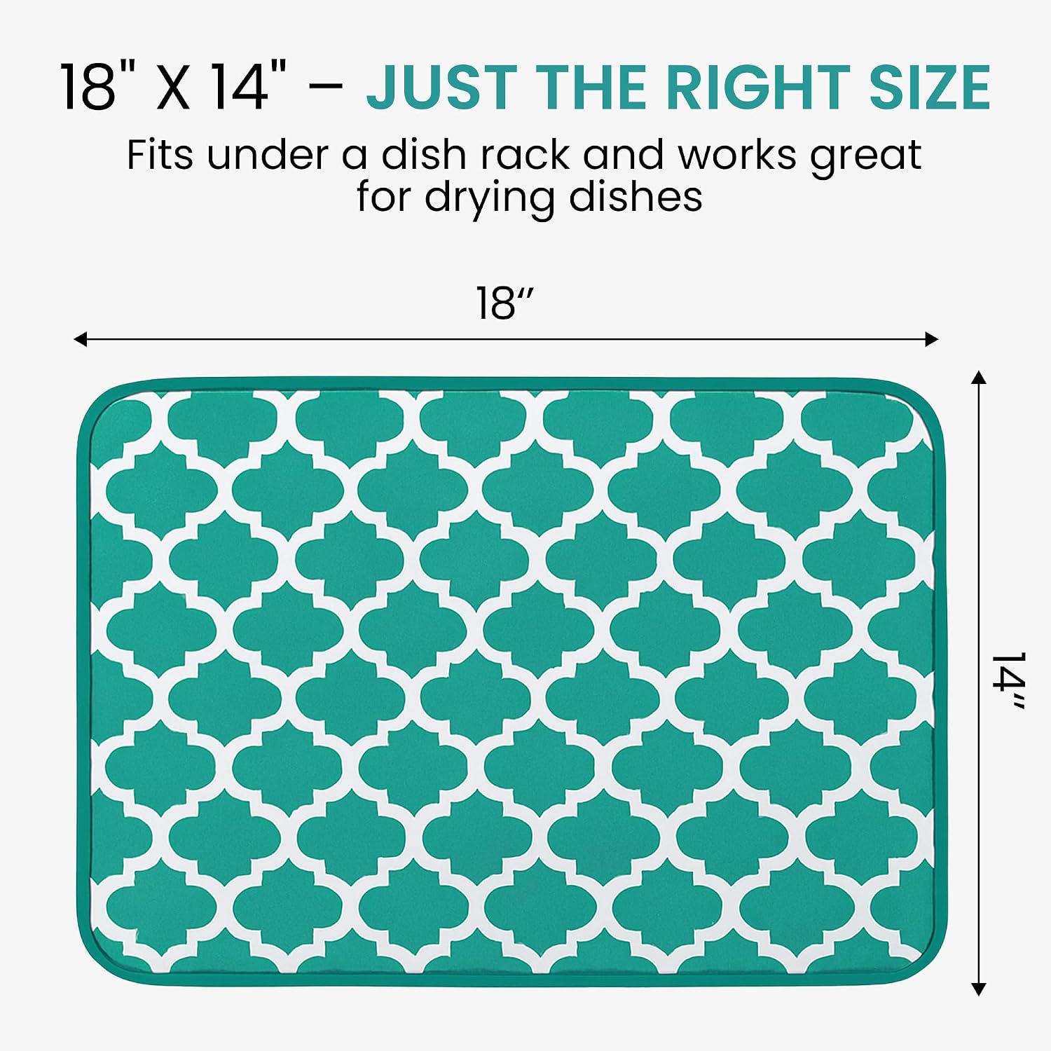 Dish Drying Mat for Kitchen Counter, Large 18 x 14 Absorbent Microfiber Pad