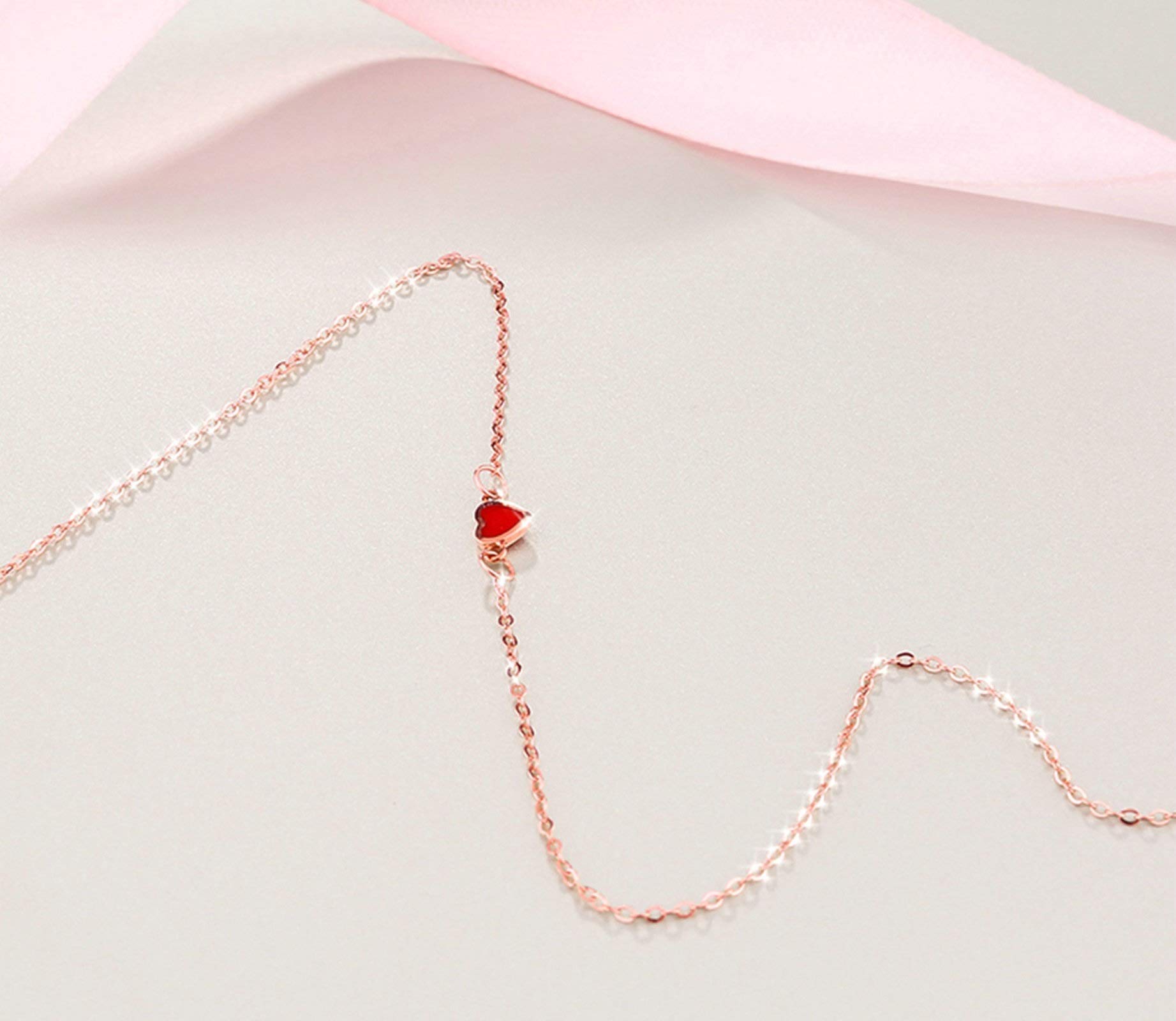 Epinki Tobillera Oro Amarillo/Oro Rosa 18K, Corazón Tobilleras Pulseras para Mujer 23-24CM