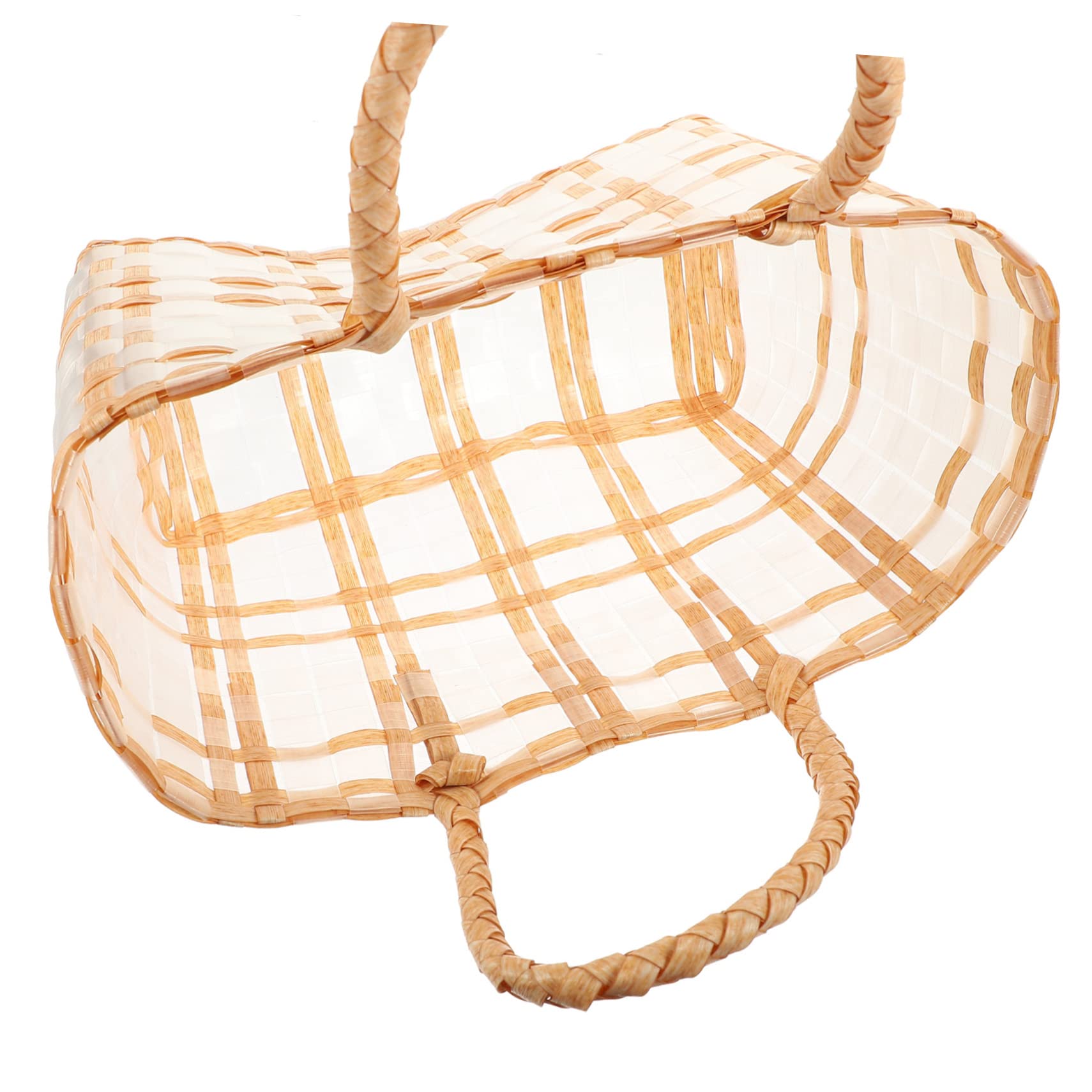 Bolso de Mano Tejido de Paja Transparente Amarillo de Gran Capacidad