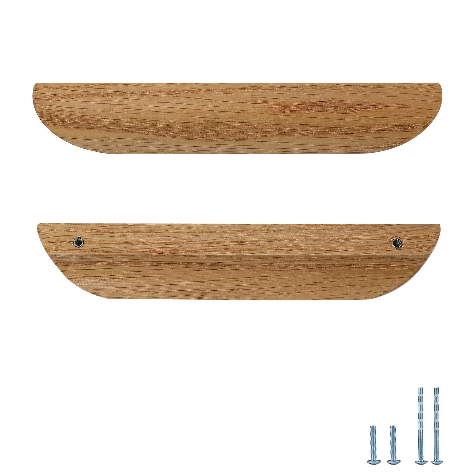 Evionlin Set of 6 Oak Wood Square Corner Cupboard Door Handles 8.2 inches Wooden Windshield Cupboard Door Handle Wood Antique Style Long Walnut Cupboard Drawer Door Handle