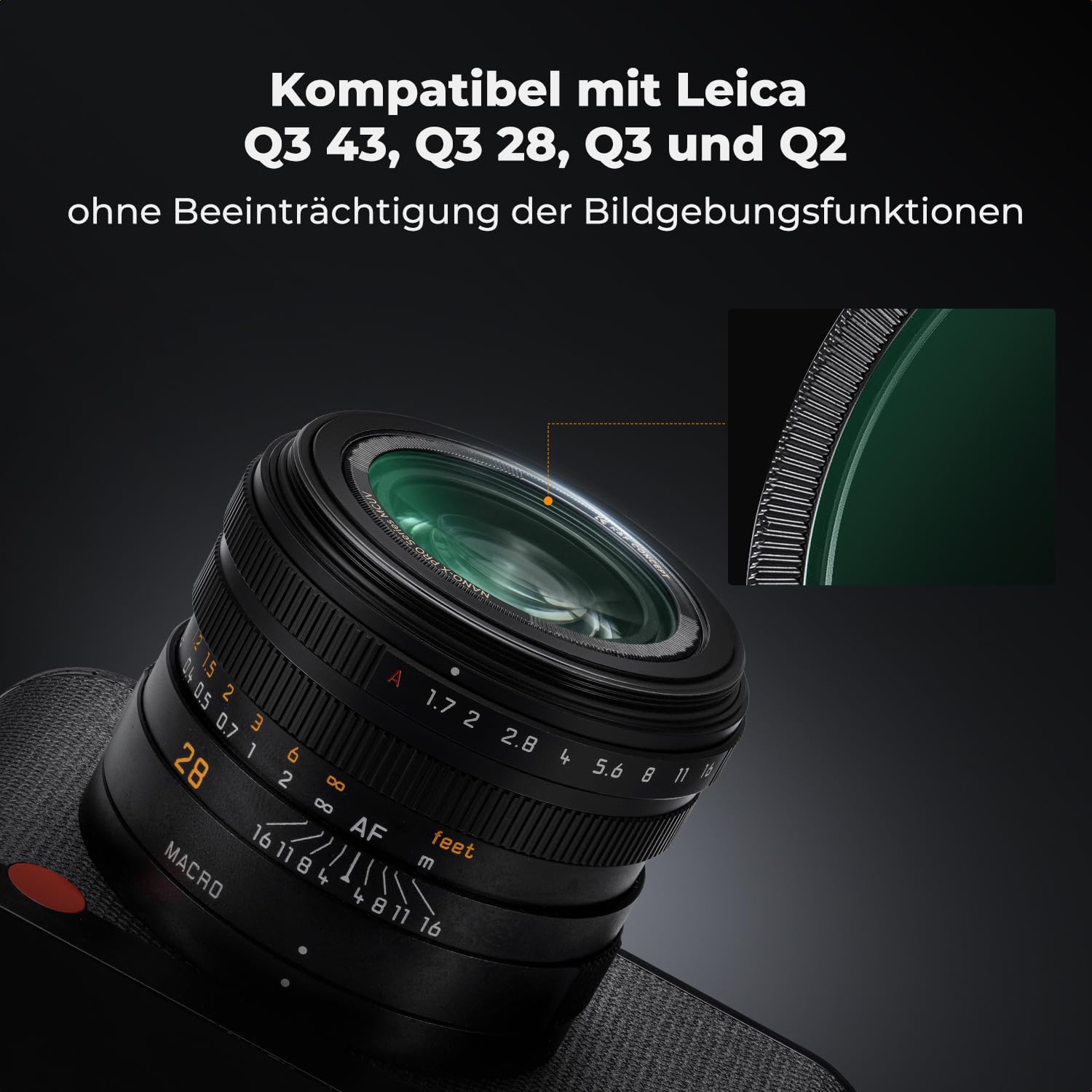 K&F CONCEPT UV Filter Kompatibel mit Leica Q3 43 und Q3 28,Q3,Q2, Ultra-niedrige Reflektivität ，Ultra-HD-Bildqualität bei 1200mm-Super-Teleobjektive,ohne Geisterbilder