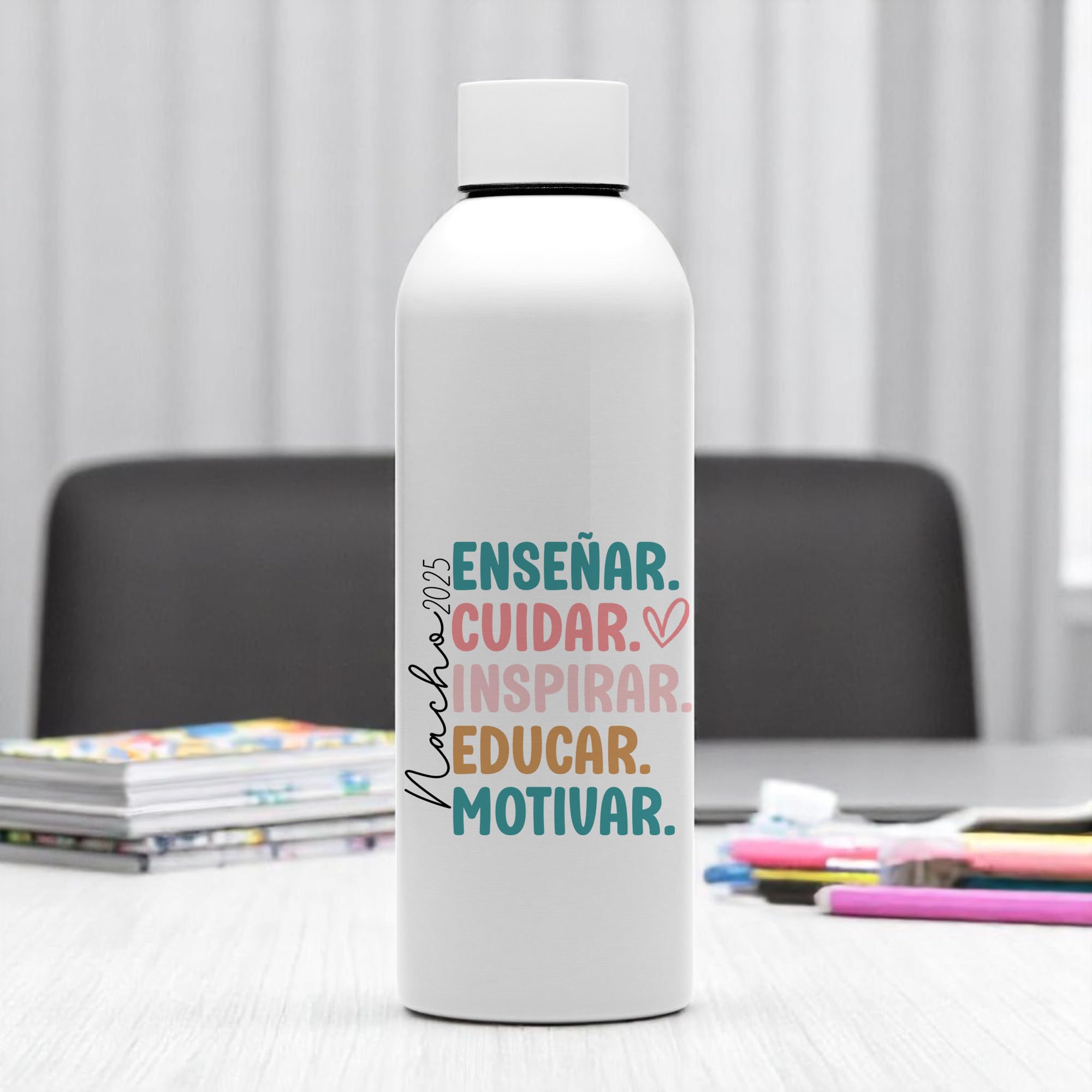Evyre Regalo Fin de Curso Profesores Tote Bag Botella térmica Profesora Personalizado Maestra Infantil Regalos para Profesores Originales Recuerdos Alumnos