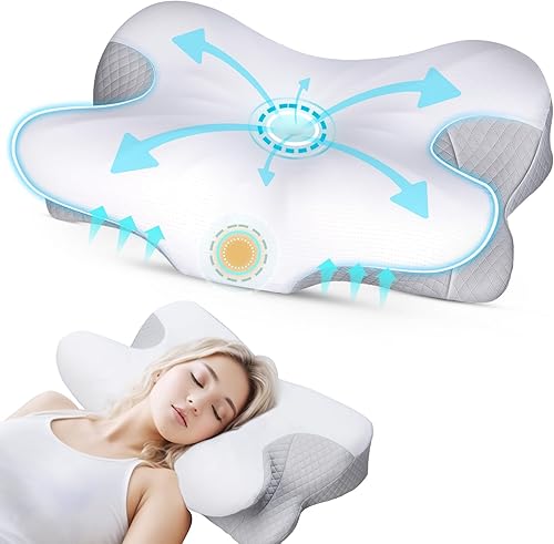 Almohada cervical para aliviar el dolor de cuello, almohadas de espuma viscoelástica para dormir, almohada ergonómica para dolor de hombro, almohada