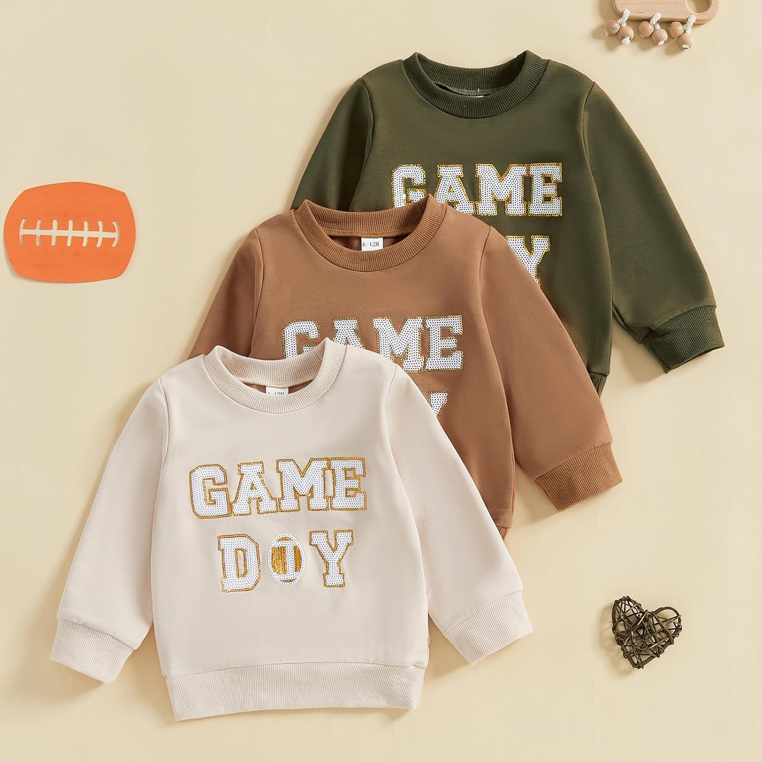 Toddler Baby Girl Boy Fall Clothes Football Game Day Sweatshirt Tops Crewneck Pullovers Shirt Kids Football Outfit - Image 2