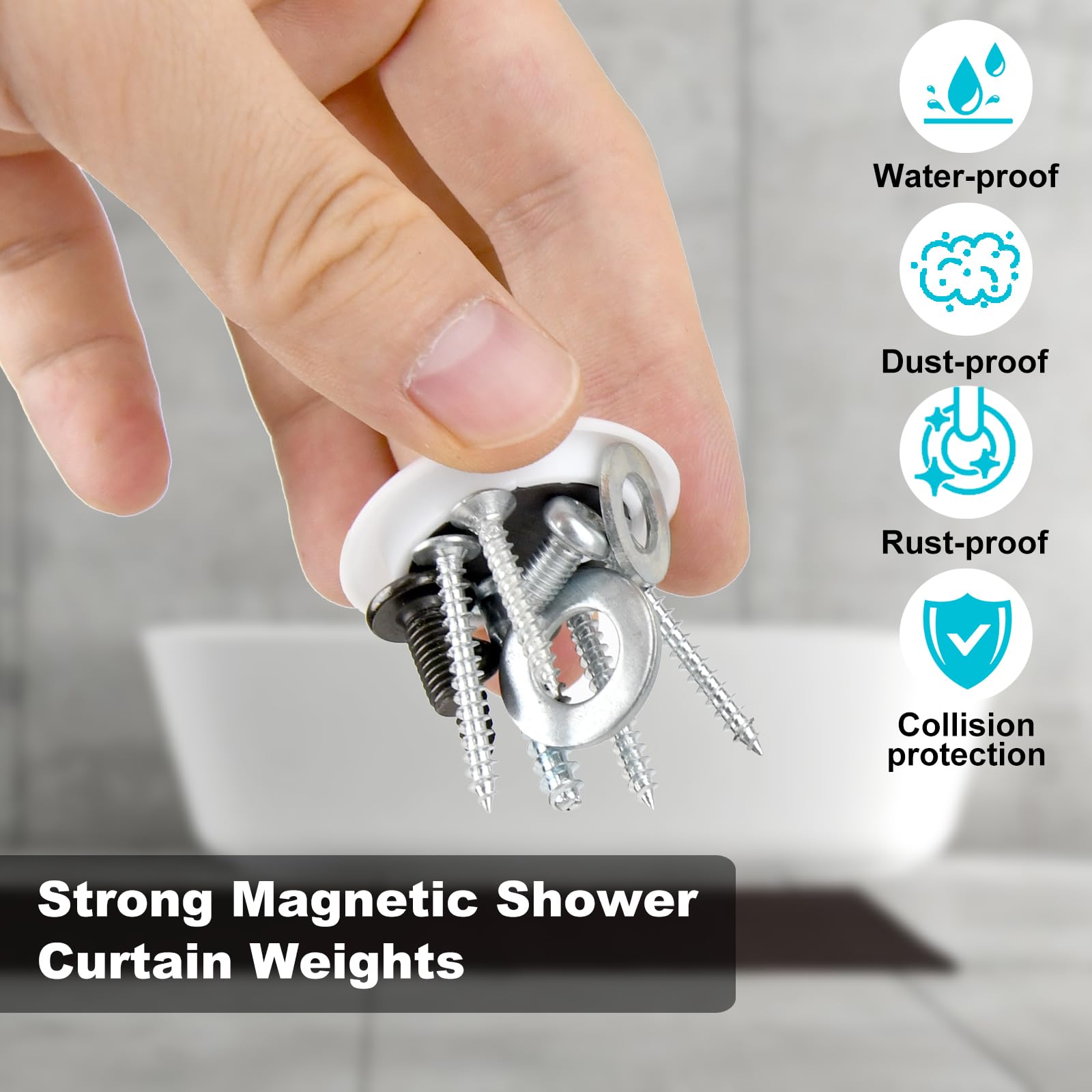 Magnetic Shower Curtain Weights - Keep Curtain Secure -3
