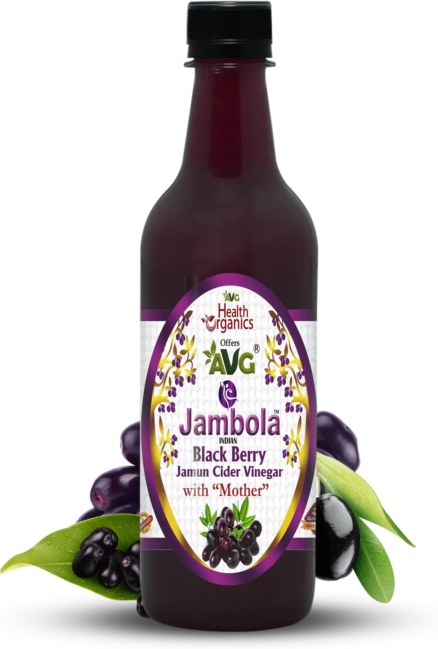 AVG Health Organics Jambola- Jamun Vinegar with Mother, Natural & Unfiltered- 500 ml