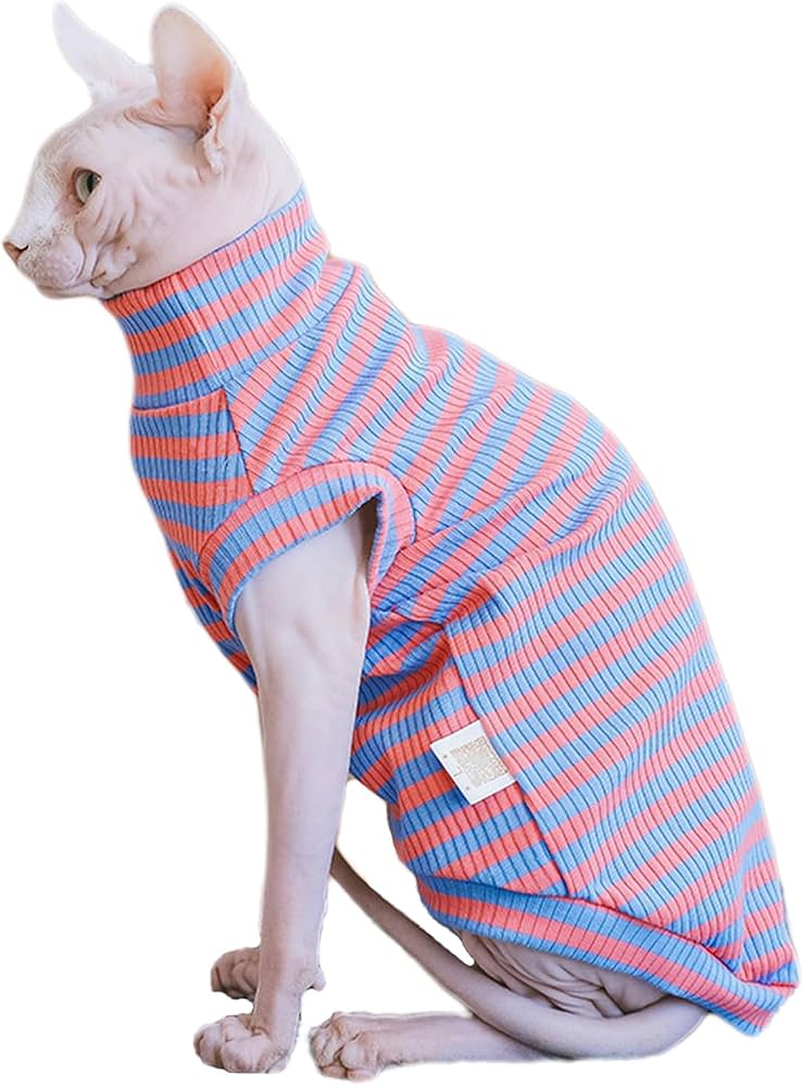 Amazon | UOSIA Sphynx無毛猫ストライプTシャツ猫綿チョッキ春夏