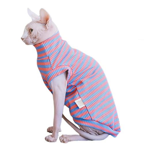 UOSIA Sphynx Gato sin Pelo Camiseta a Rayas Gatos Chaleco de algodón Primavera Verano Elasticidad Algodón…
