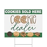 Cookies Sold Here Yard Sign – Double-Sided Print with H-Stake, 36x24 Inches (Cookie Dealer, Yard Sign 36x24)
