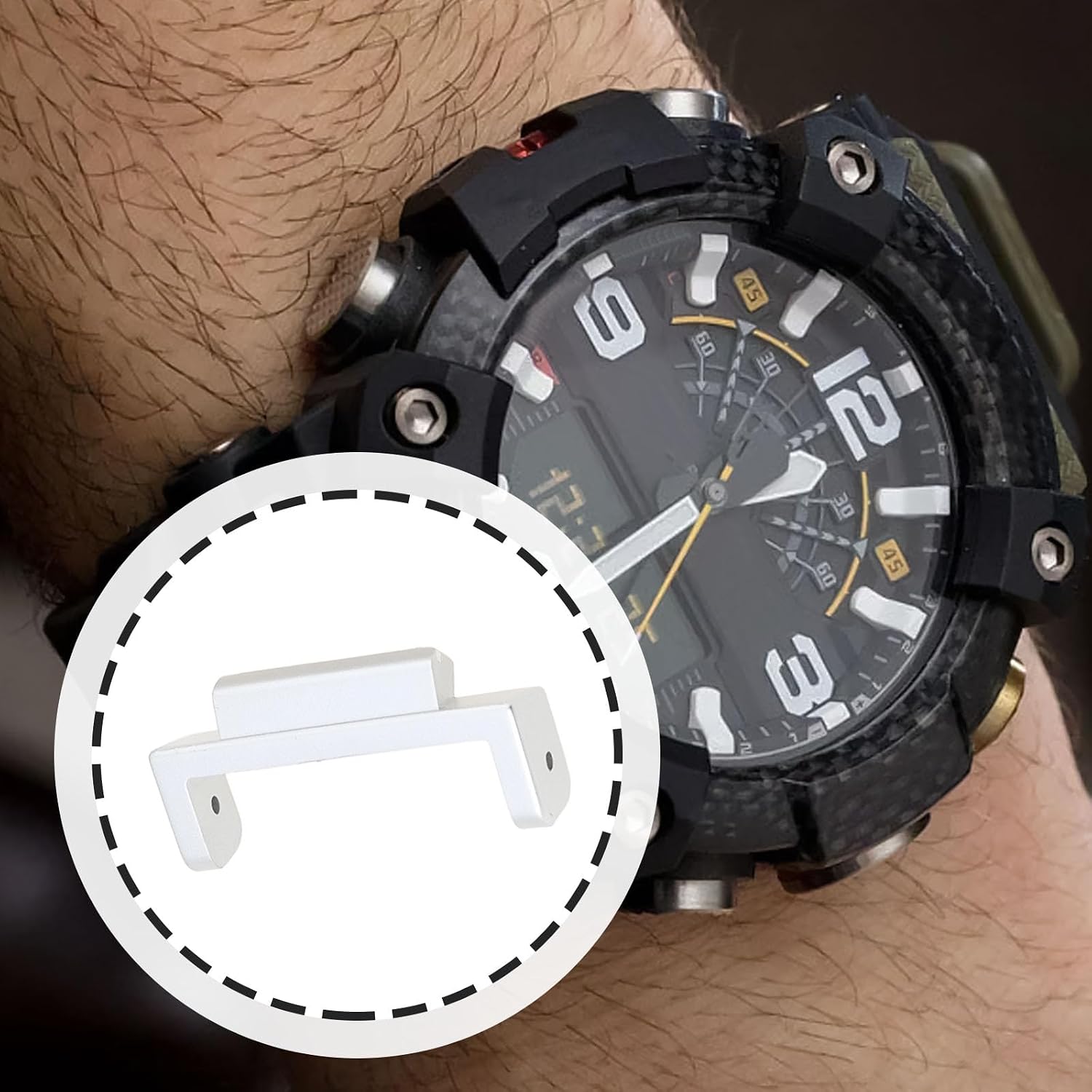1 Pair Watch Strap Connector Buckle Set 16mm to 22mm Compatible with Casio G-SHOCK GA-110 G-8900 DW-5600 G-5600