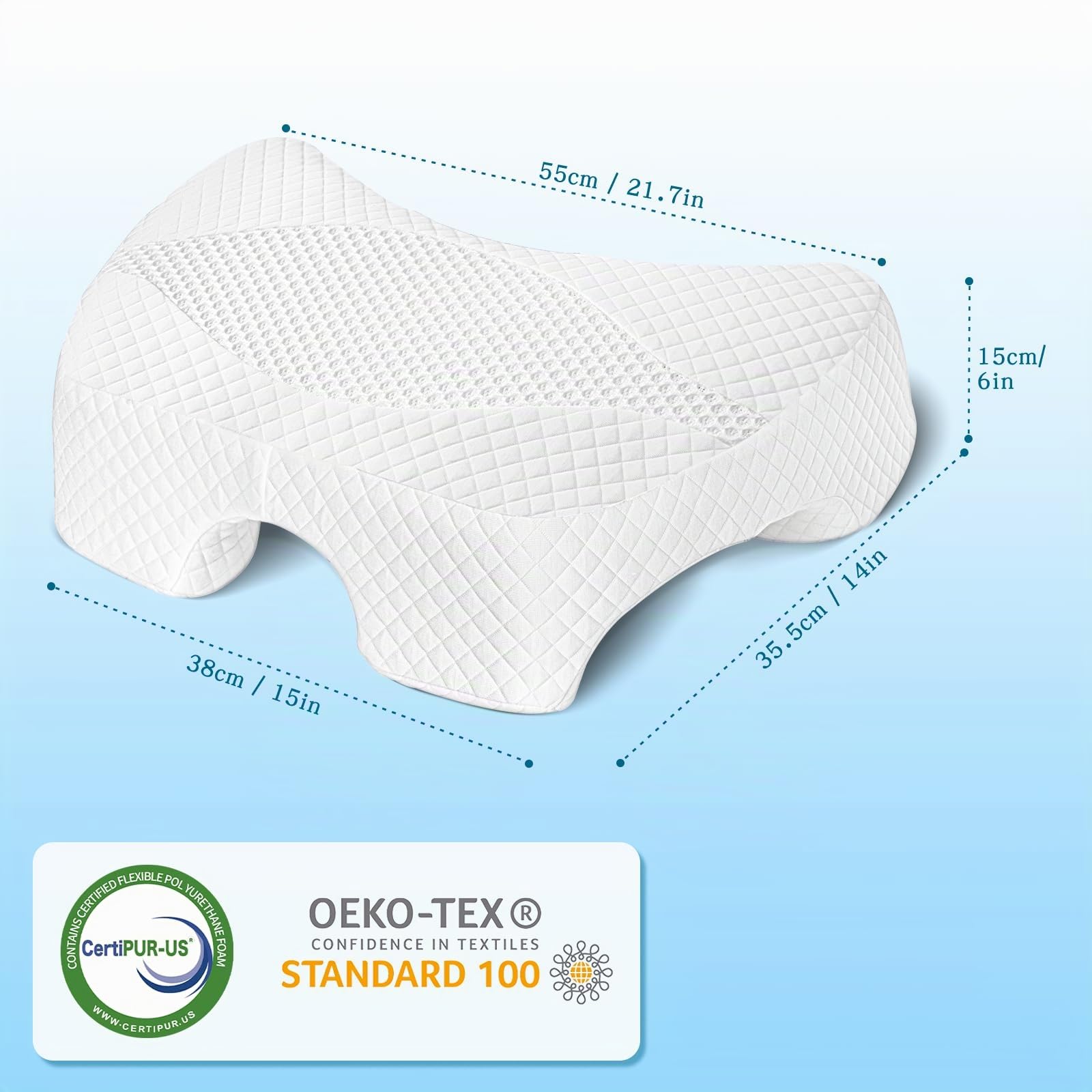 Almohada para Dormir de Iado con Hueco para el Brazo– Blanca