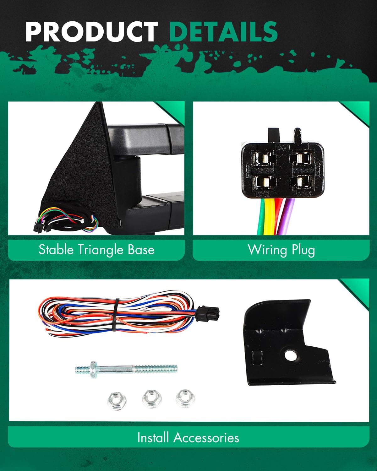 SCITOO Towing Mirrors Fit 1988-1998 for Chevy Silverado for GMC Sierra with Power Adjusted Heated Arrow Turn Signal Clearance Light Back up Light Manual Telescoping and Folding