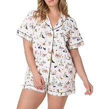 Bed Head PJs Womens Matching Pajamas - Soft Organic Short Sleeve Button Down PJ Shirt & Shorts Set - Sleepwear & Loungewear
