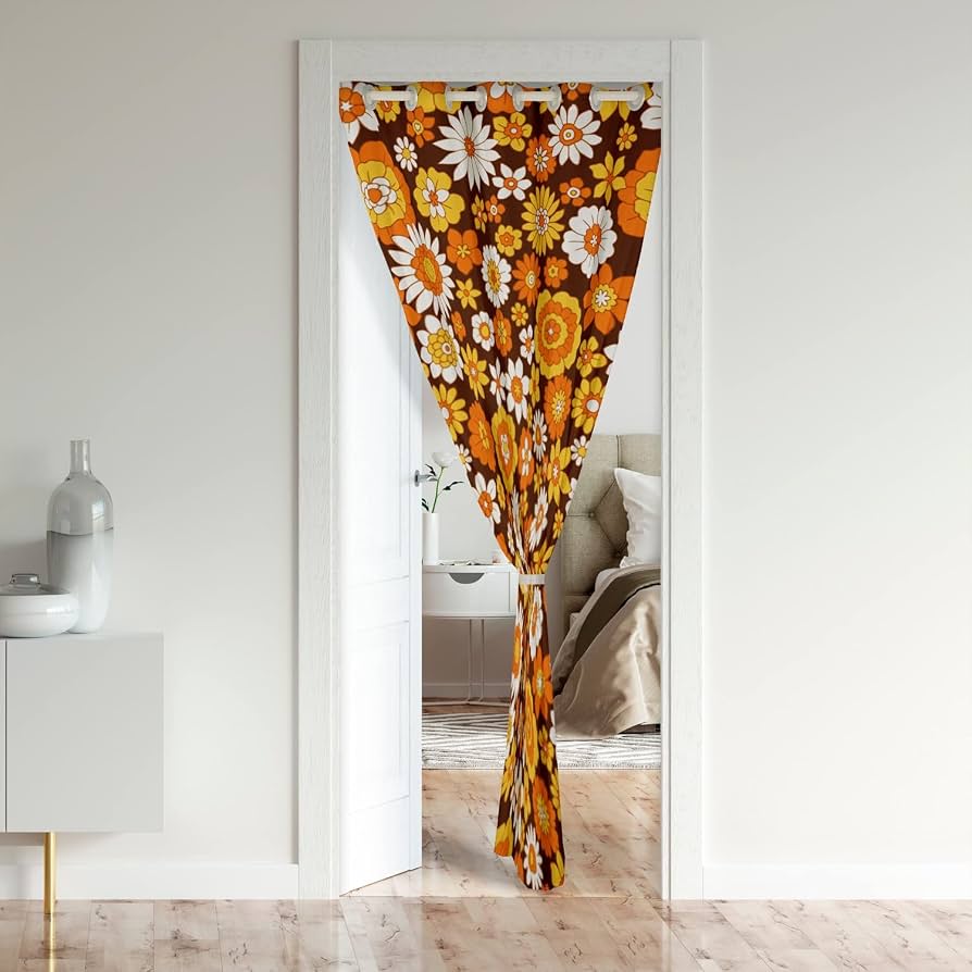 Homemissing Groovy Blume Vorhang Retro Blumen Boho Türvorhang