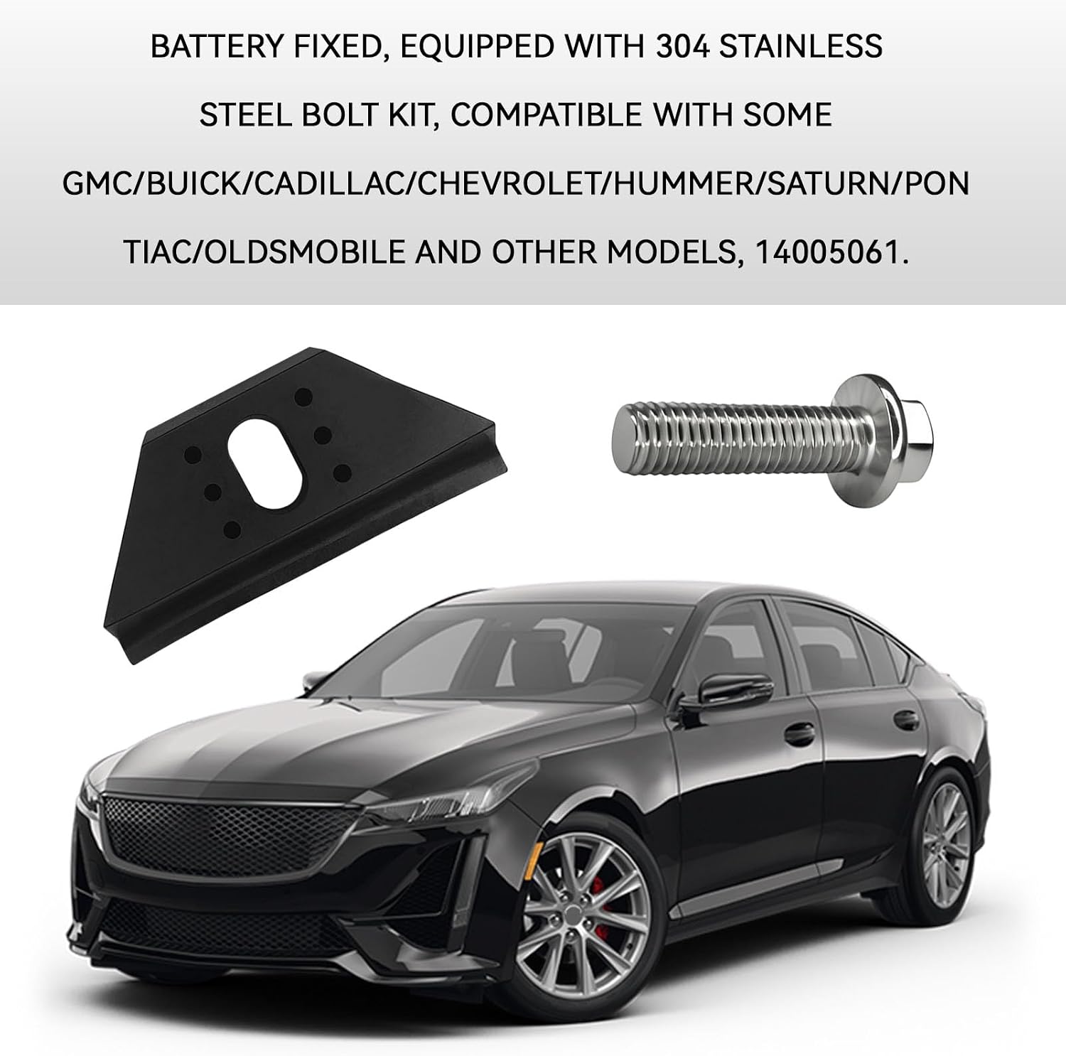 Battery Hold Down Bracket for GM Battery Hold Down Kit Compatible with GMC Buick Cadillac Chevy Hummer Saturn Pontiac Oldsmobile Car Base Clamp Batteries Tie Mount Kit with Steel Bolt 14005061