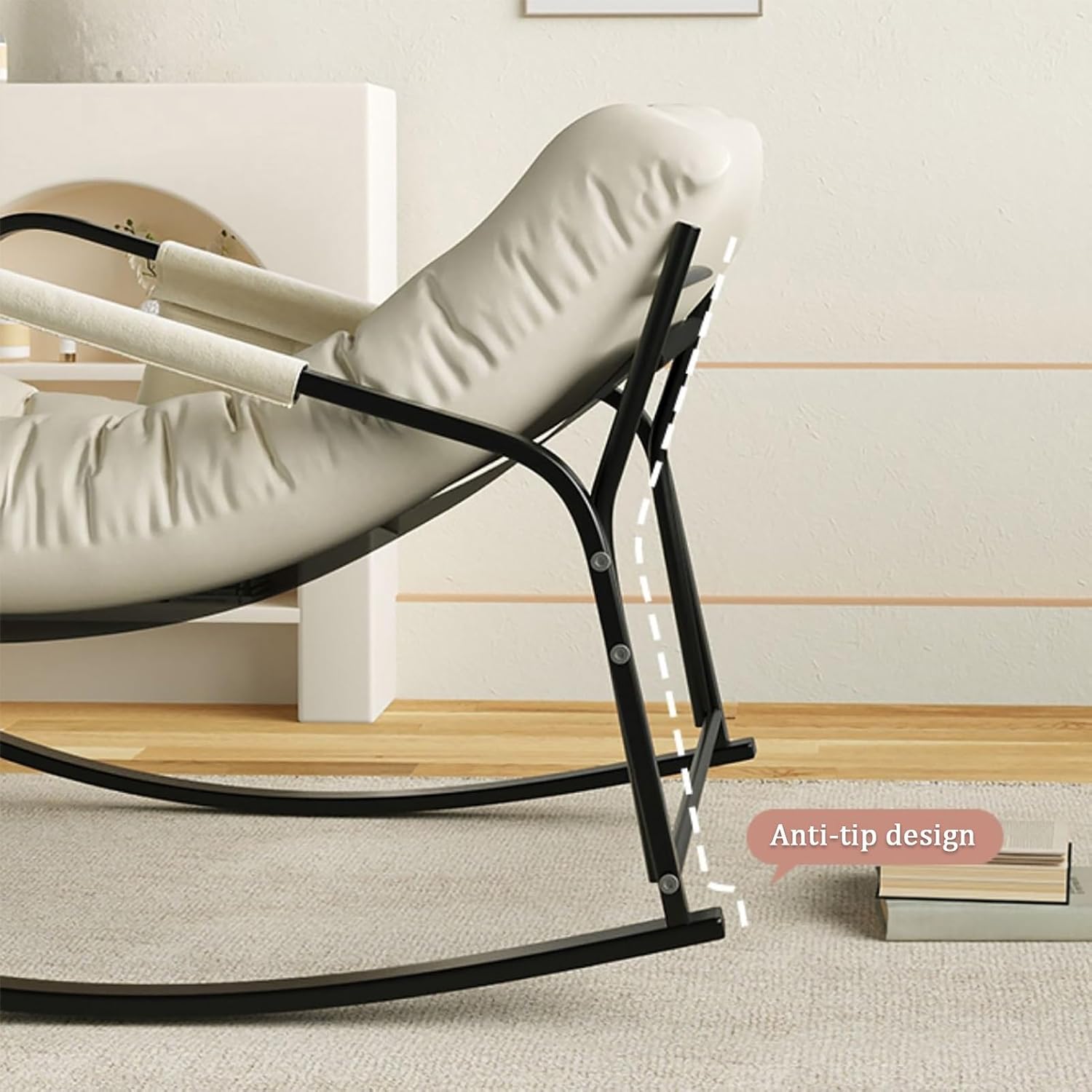 Upholstered Rocking Chair, Double Adult Rocker Chair, Balcony Leisure Lounge Chair, Sofa Chair with Backrest and Side Pocket, Modern Relax Arm Chair, Available in All Seasons (Color : Oran