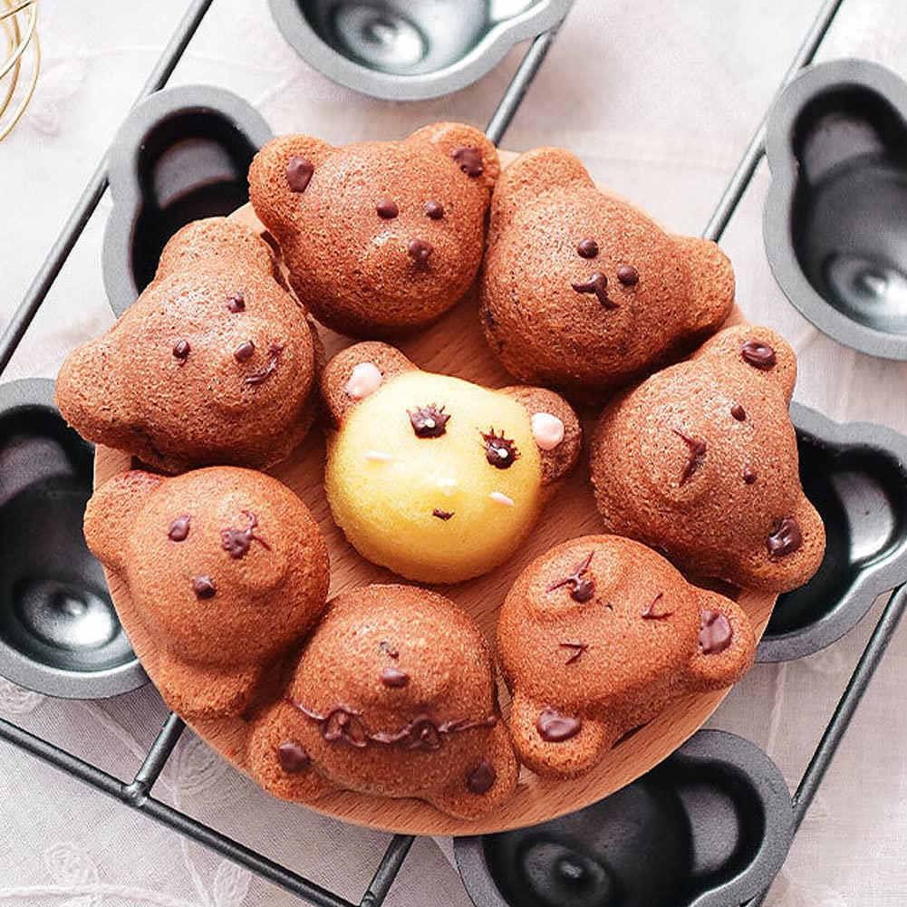 CANDeal Antihaft-Backform Mit Teddybär-Muster – 4-fach Für Muffins, Brownies & Desserts