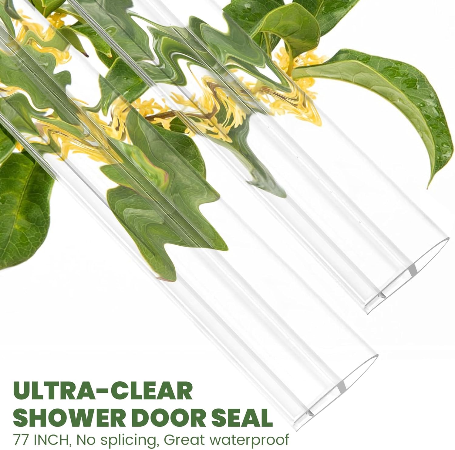 Shower Door Seal Strip, 2 Pack*78" L U-Shape Shower Door Side Seal Bottom Seal Door Sweep for 3/8" (10mm) Thick Glass, Ultra-Clear Polycarbonate Strip Water Barrier