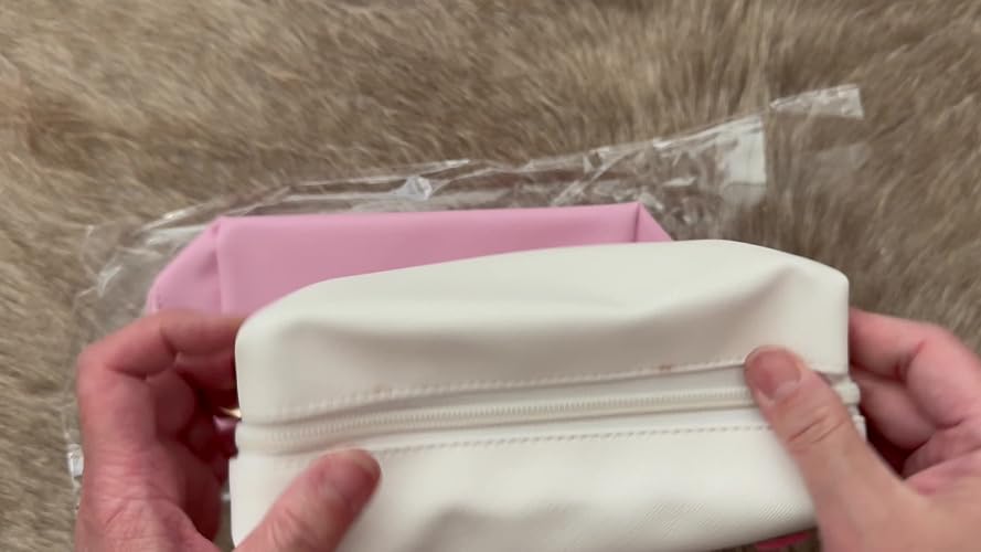 SHEHARUHI Kosmetiktasche 2er-Set – Chenille Mit Buchstaben, 19x12,5x6,8 Cm, Wasserdicht, Für Teenager & Mädchen