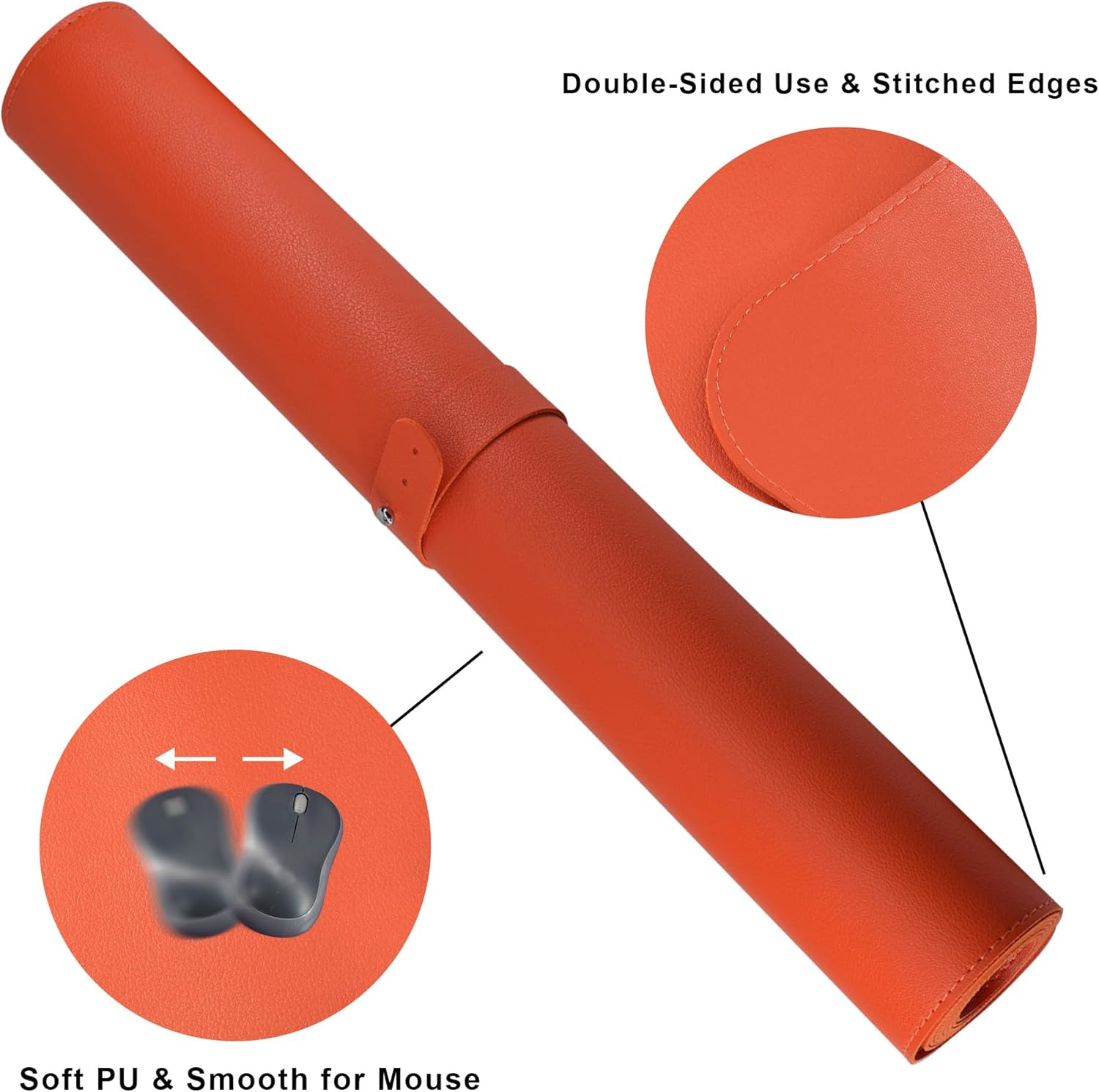 ZORESYN Large Mouse Pads (39.4" x 19.7") - PU Leather Extended Large Gaming Mousepad Desk Mat - Nonslip Base and Waterproof Desktop Keyboard Extended Mouse Mat (Orange)