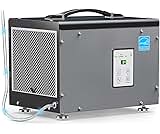 BaseAire - Deshumidificador de 70 pintas con bomba, deshumidificadores para todo el hogar para comerciales y sótanos con manguera de drenaje, descongelación automática, compacto, tecnología GLGR de