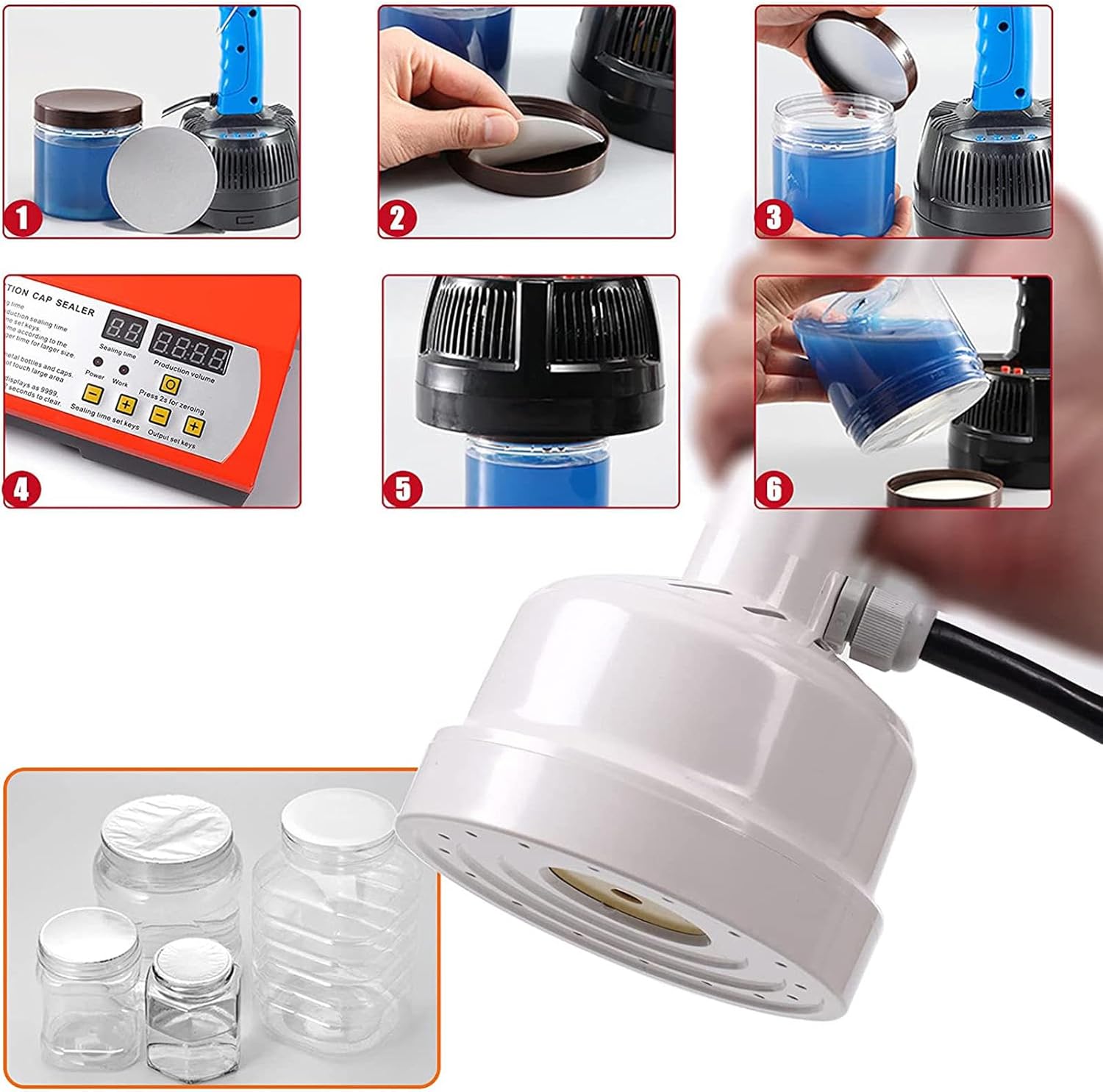 Handheld Induction Sealer 15mm -130mm Induction Bottle Cap Sealer Electromagnetic Induction Aluminum Foil Sealing Machine for Bottles