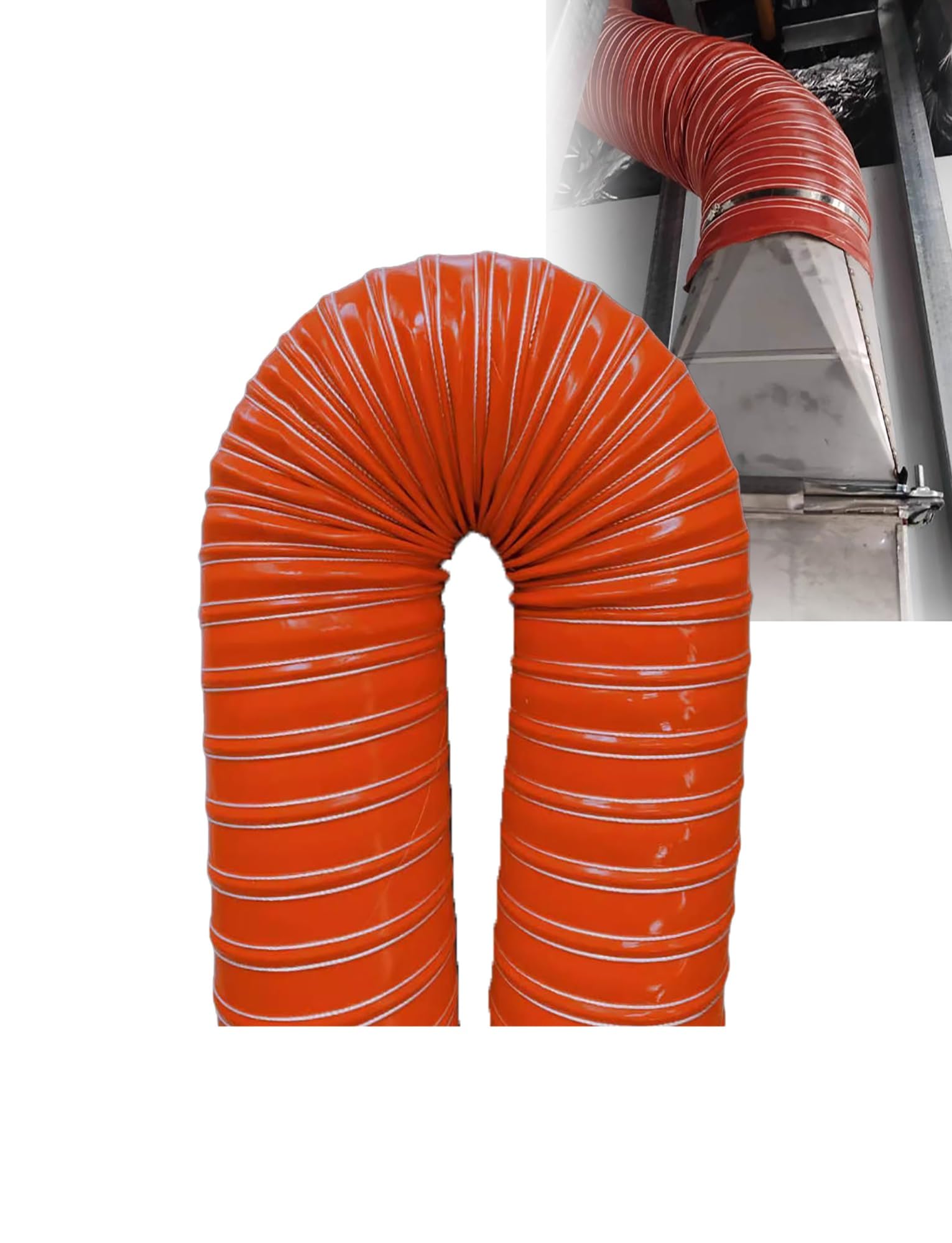 Roter, hitzebeständiger, Flexibler Lüftungsschlauch, Industrie-Rauchabsaugschlauch (250 cm, Innendurchmesser 10,2 cm).