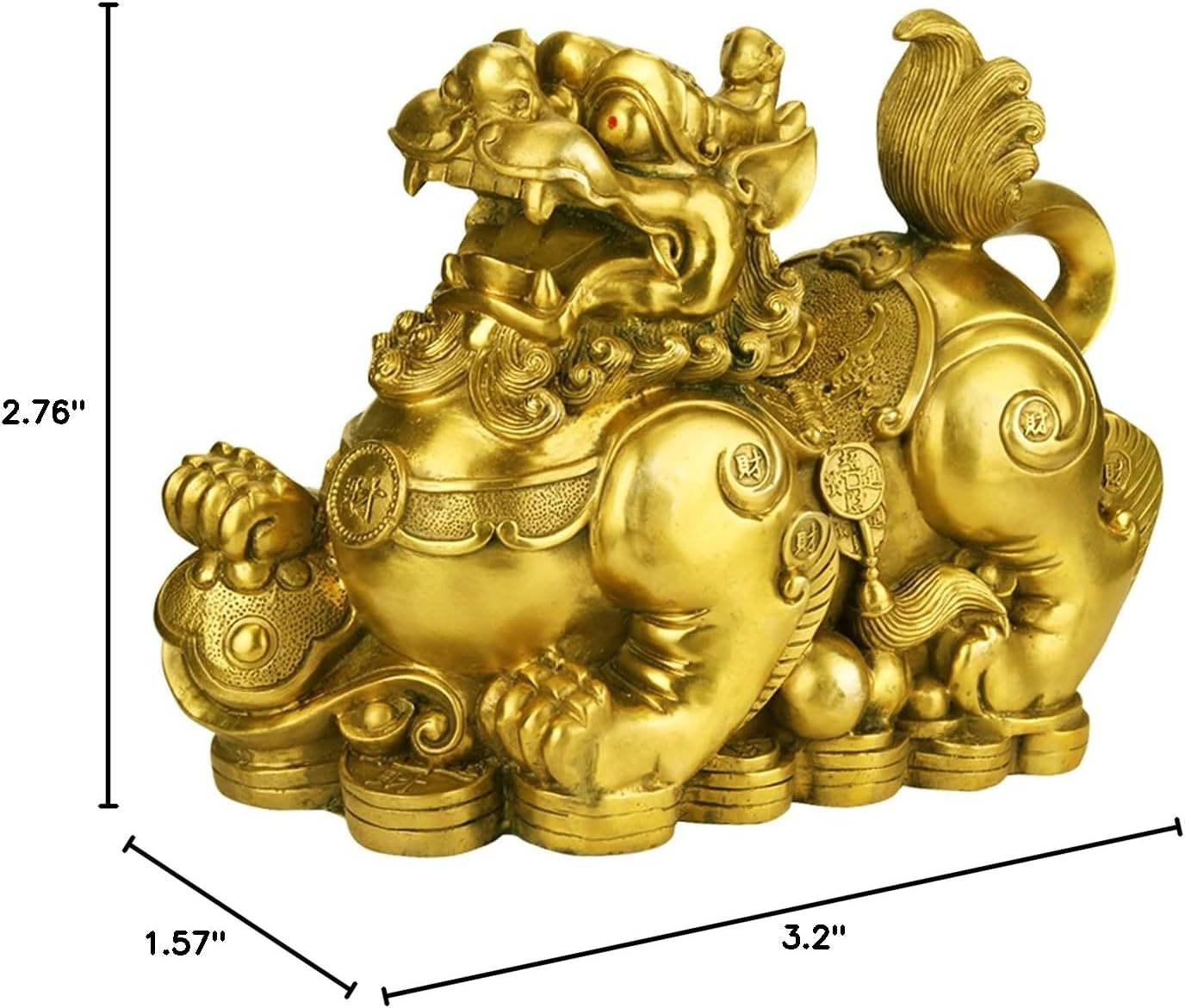 Par Wealth Qln Statue Feng Shu Decor Krn P Xu,copper Kyln