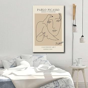 Amazon.com: SFXLUCART Canvas Art Poster Picasso Woman Face Bird