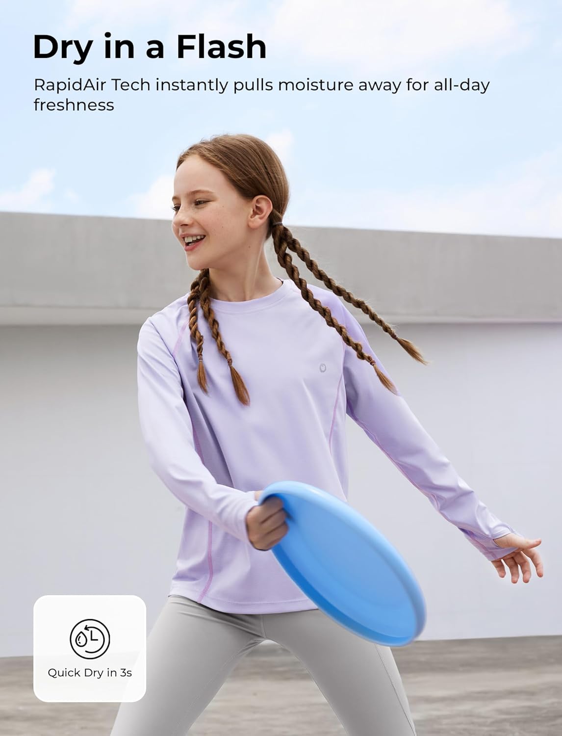 PATPAT Kids Long Sleeve T-Shirt, Quick-Dry UPF 100+ Rash Guard Tee with Thumb-Hole & Reflective Strip for Boy Girl Youth - Image 3