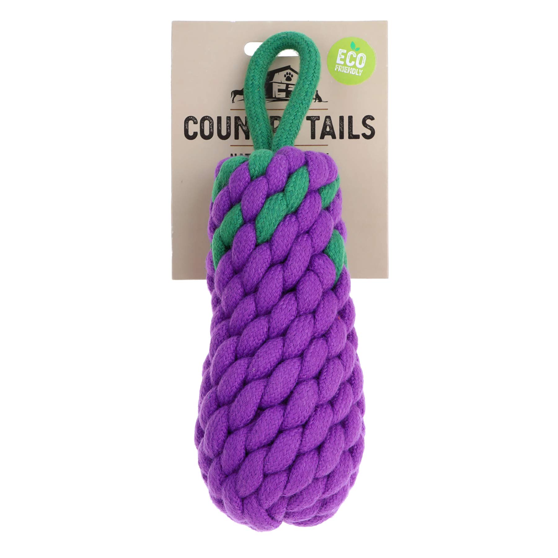 Country Tails - Egg Plant Rope Toy Wool Natural Vegetable Dye, Premium Dog Toy (CTRT03), Multi-Color