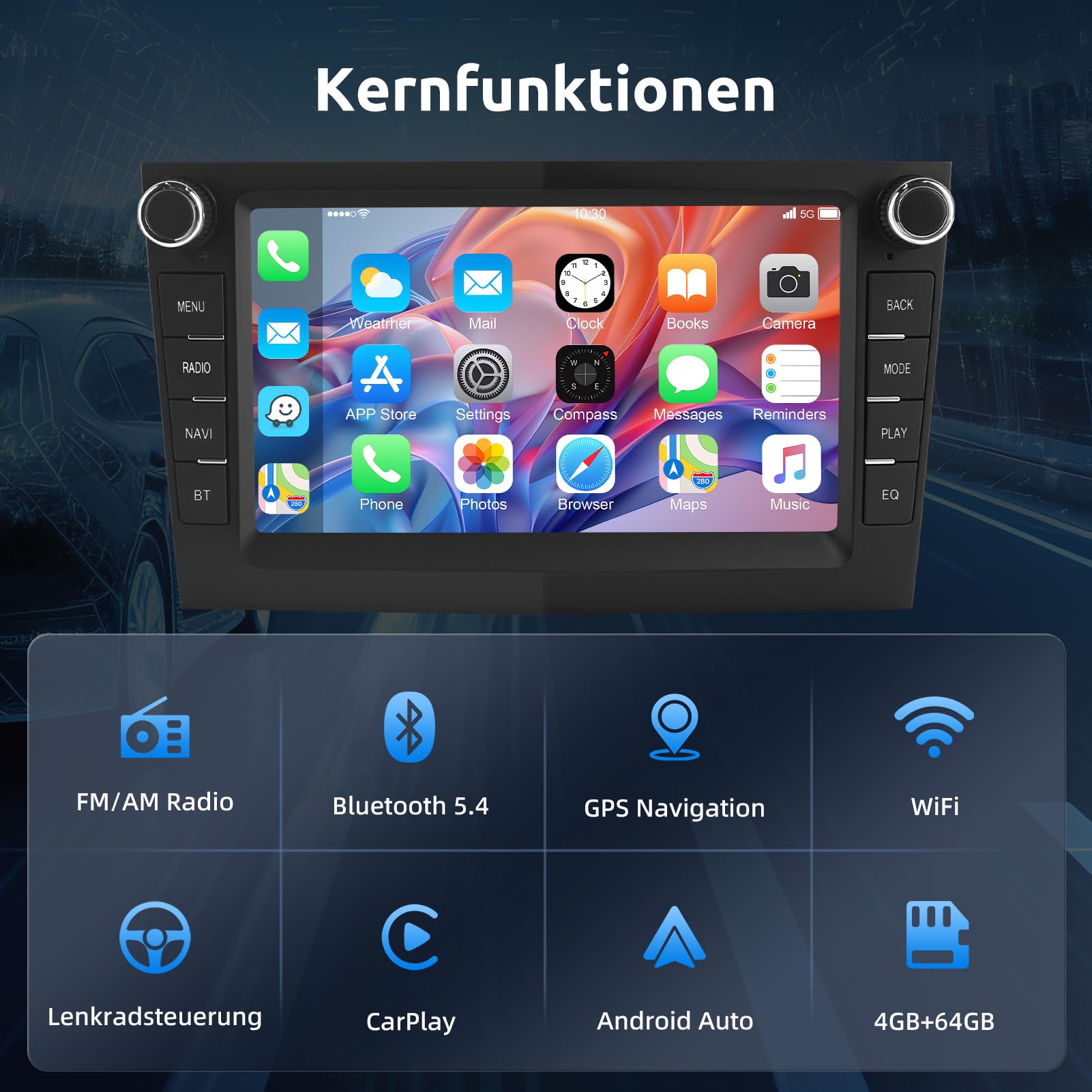 ESSGOO True 4+64G Drahtloses Autoradio mit Android Auto und CarPlay Für Vauxhall Opel Corsa C/D Zafira B Astra G/H Meriva Signum Combo, 7 Zoll Bluetooth Car Radio mit FM RDS GPS WiFi Rückfahrkameras
