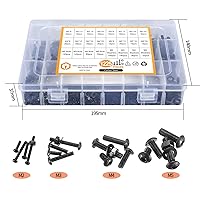 Vista 3 de Juego de 1225 tornillos de cabeza hexagonal M2 M3 M4 M5, tornillos de cabeza de zócalo de botón hexagonal, tornillos, tuercas, arandelas planas