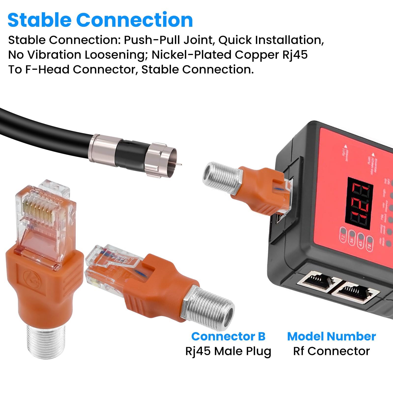 4 x F-Buchse auf RJ45-Stecker, Koaxial-Konverter, Ethernet-Adapter
