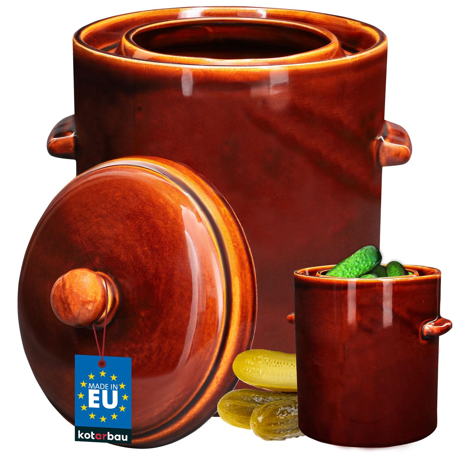 Kotarbau Brown Kotarbau® Sauerkraut Fermentation Pot Sauerkraut Crock Clay Pot With Lid Stoneware Pot Fermenting Long-Term Storage Crock Cucumber Pot Stoneware Rum Pot Pickling Pot Stone Pot Kimchi Container Ceramic