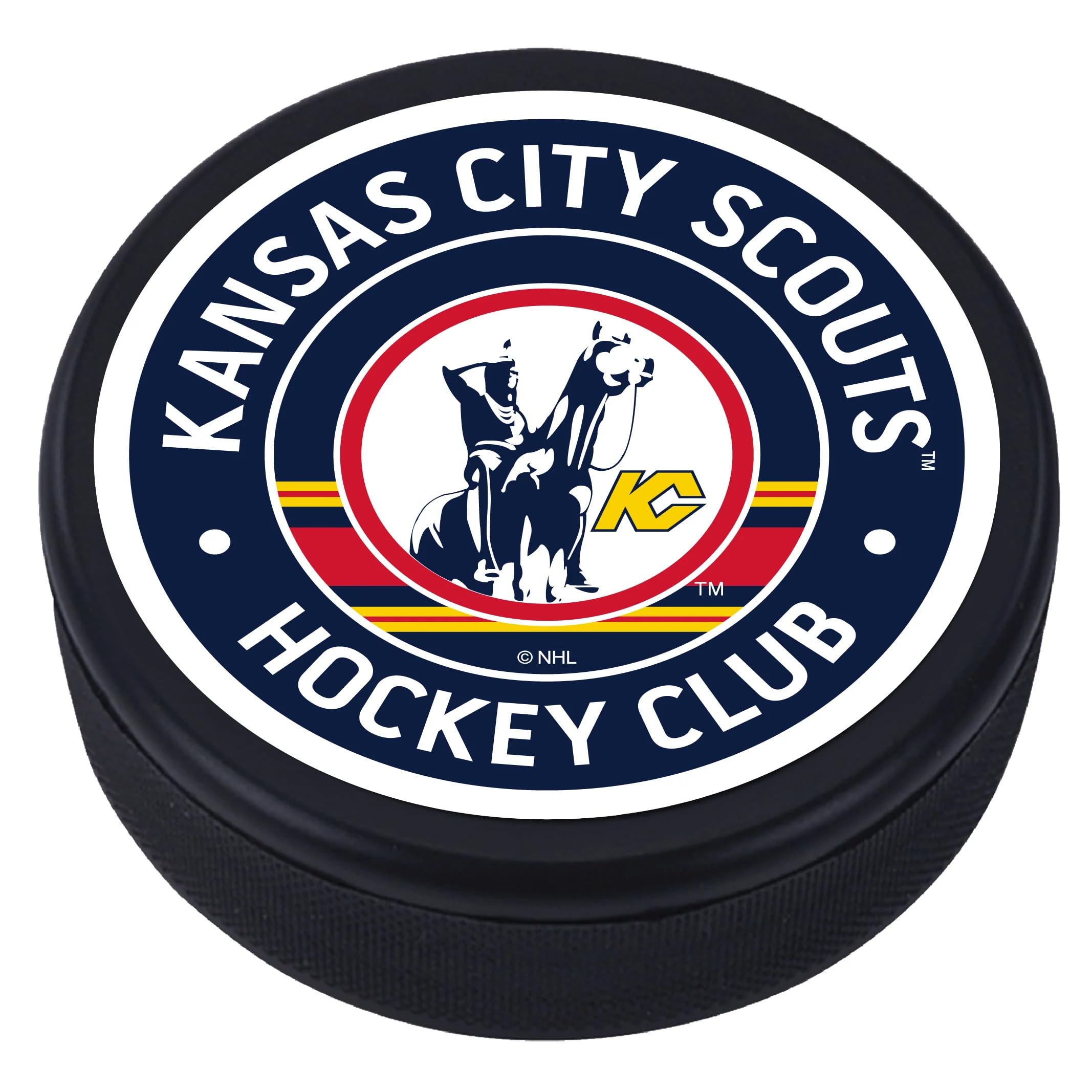 Kansas City Scouts Vintage Stripe Puck